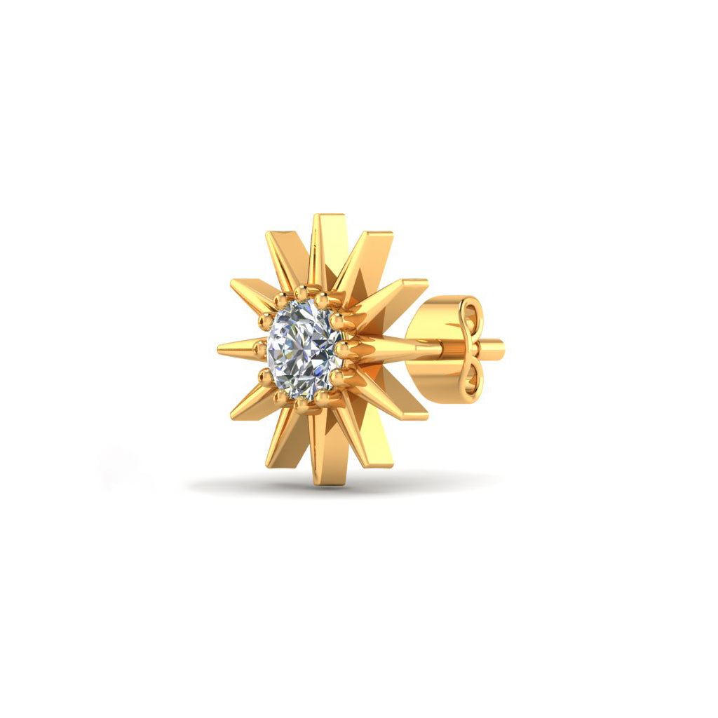Sun Earrings Stud for Men – Pure 925 Sterling Silver
