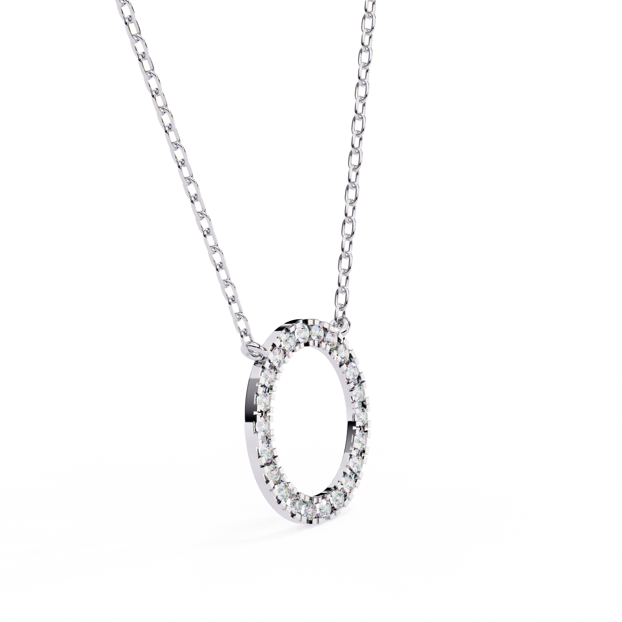 ISEHRA Sterling Silver Open Circle Pendant Necklace for Women