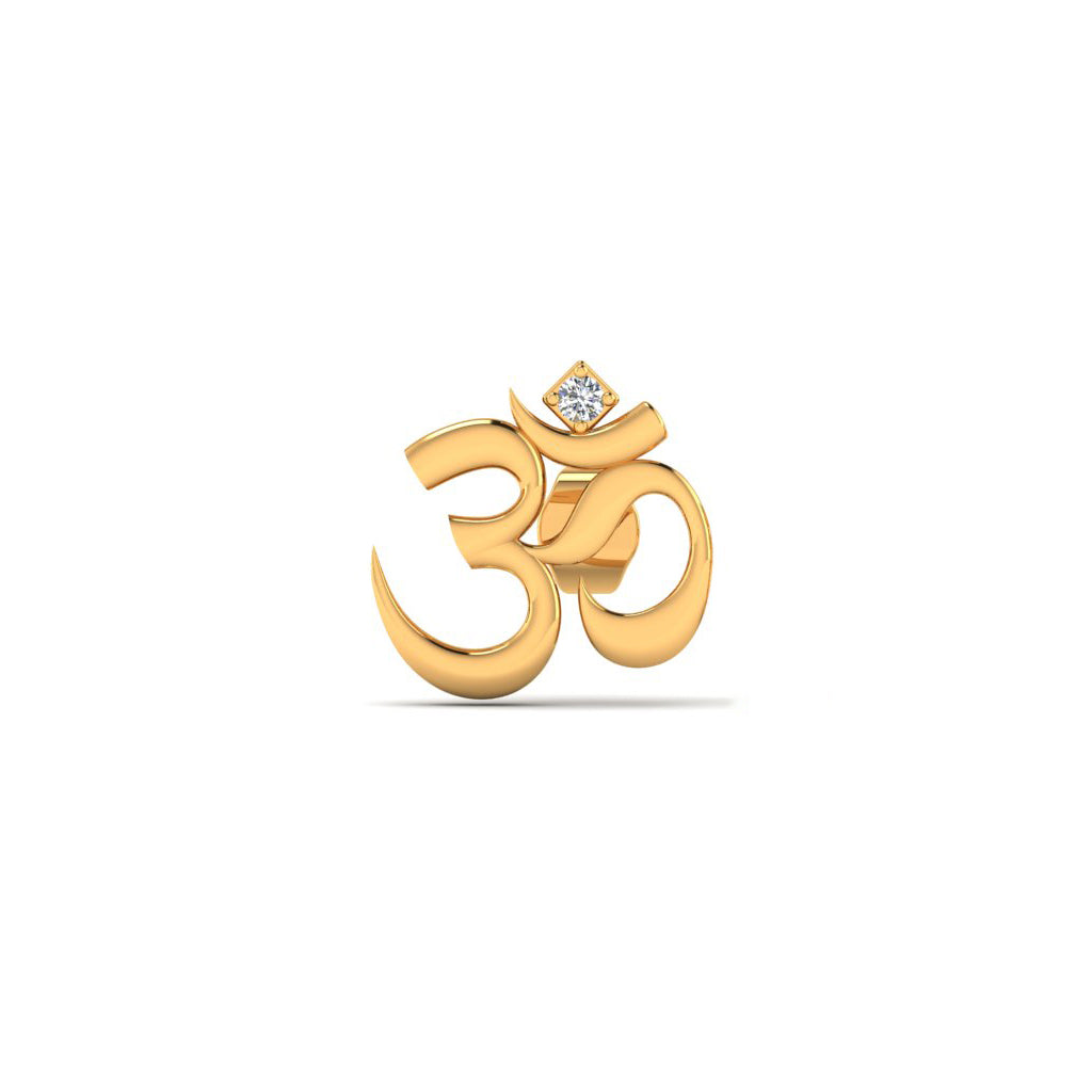 Men's Om Gold 925 Sterling Silver Single Stud Earring