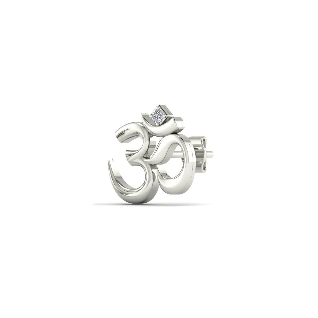 Men's Om 925 Sterling Silver Single Stud Earring