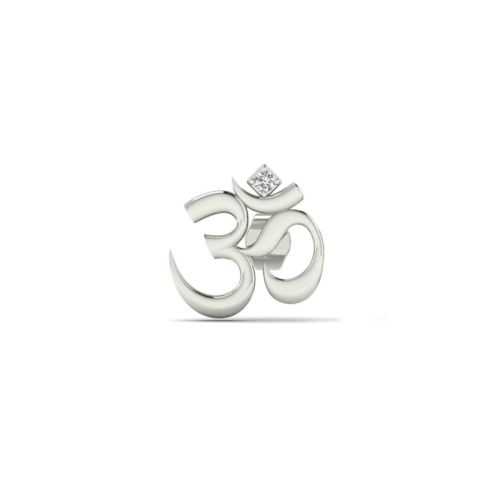 Men's Om 925 Sterling Silver Single Stud Earring