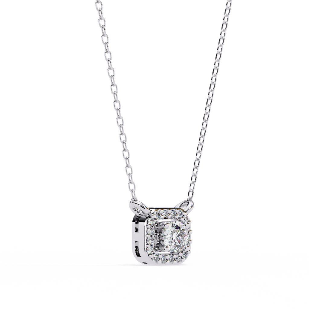 ISEHRA Cushion Sparkle Sterling Silver Pendant Necklace for Women