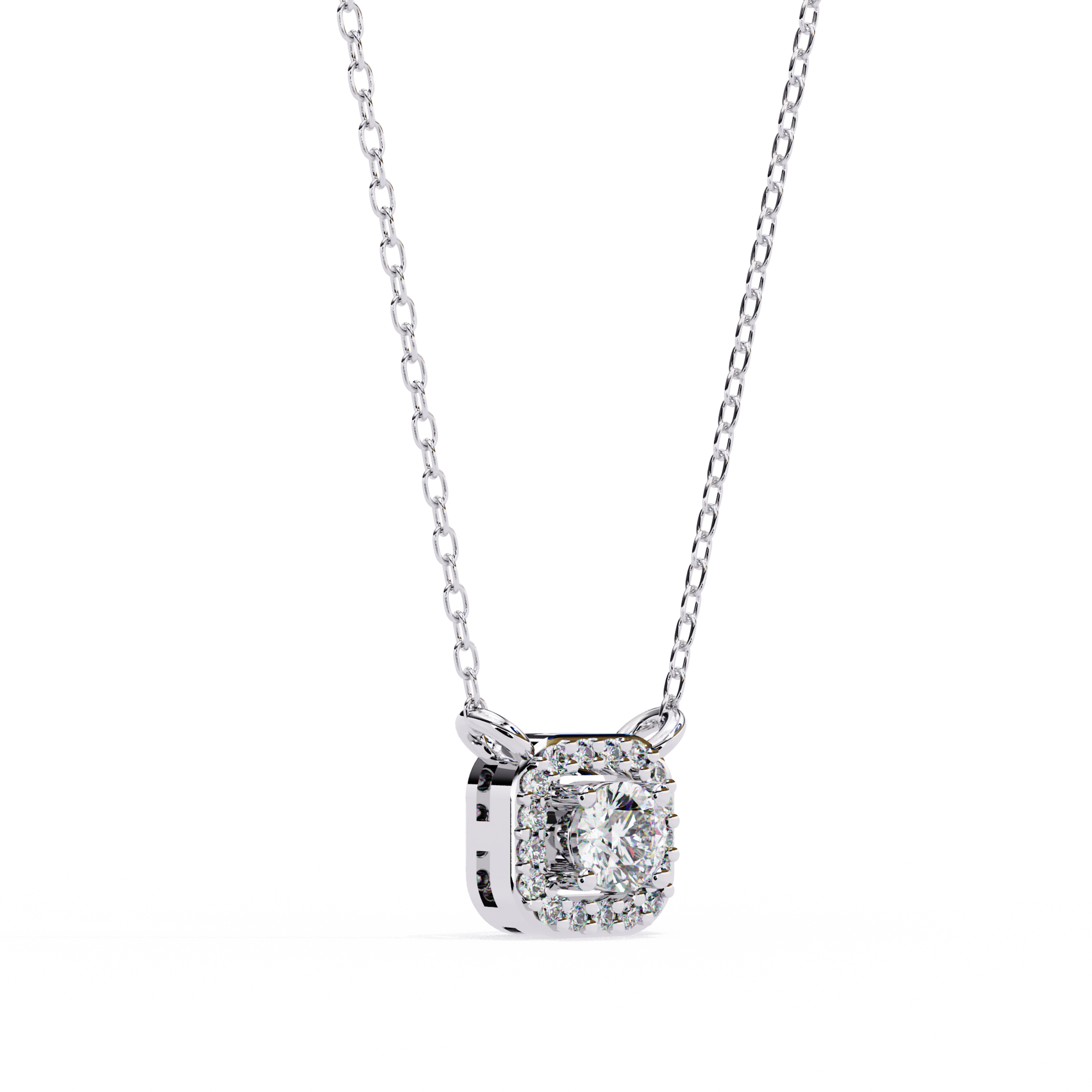 ISEHRA Cushion Sparkle Sterling Silver Pendant Necklace for Women