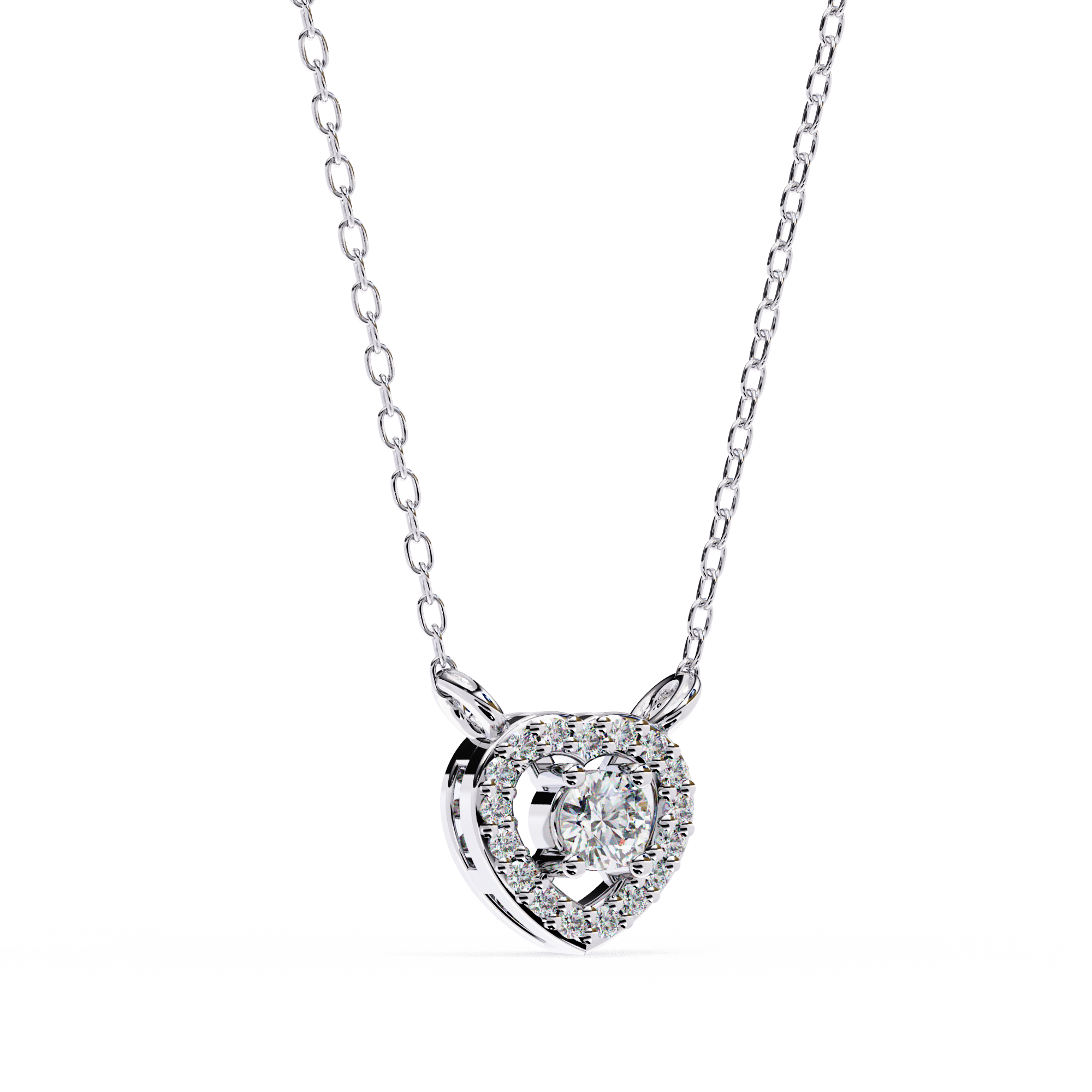 ISEHRA Dancing Heart Sterling Silver Pendant Necklace for Women