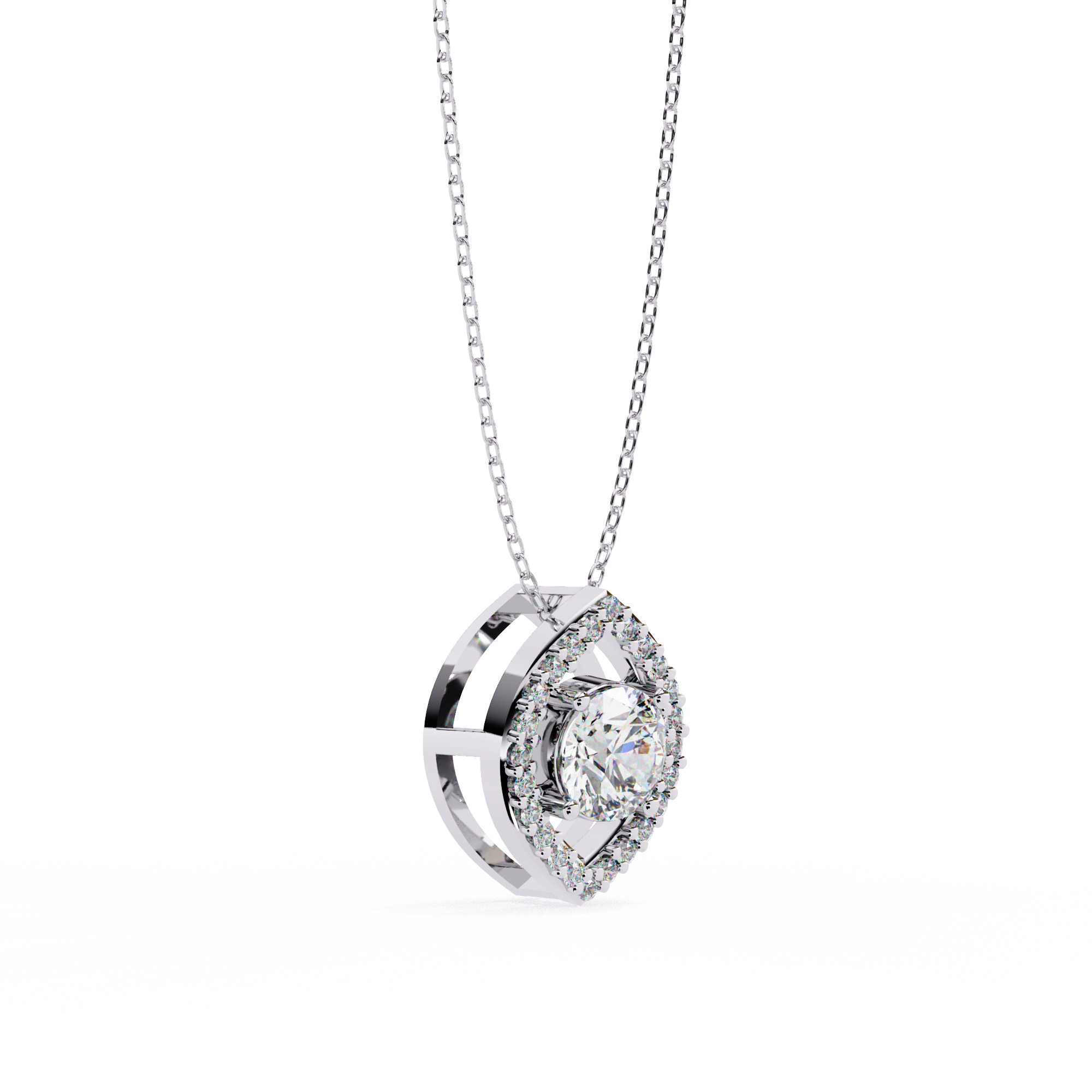 Eye of Radiance Crystal Pendant Women’s Sterling Silver Necklace
