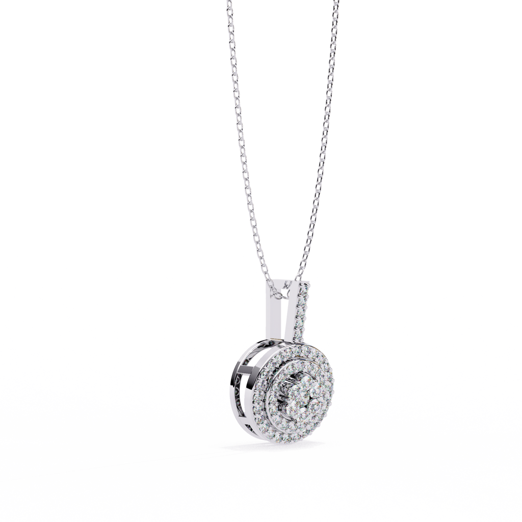 ISEHRA Halo Cluster Sterling Silver Pendant Necklace for Women