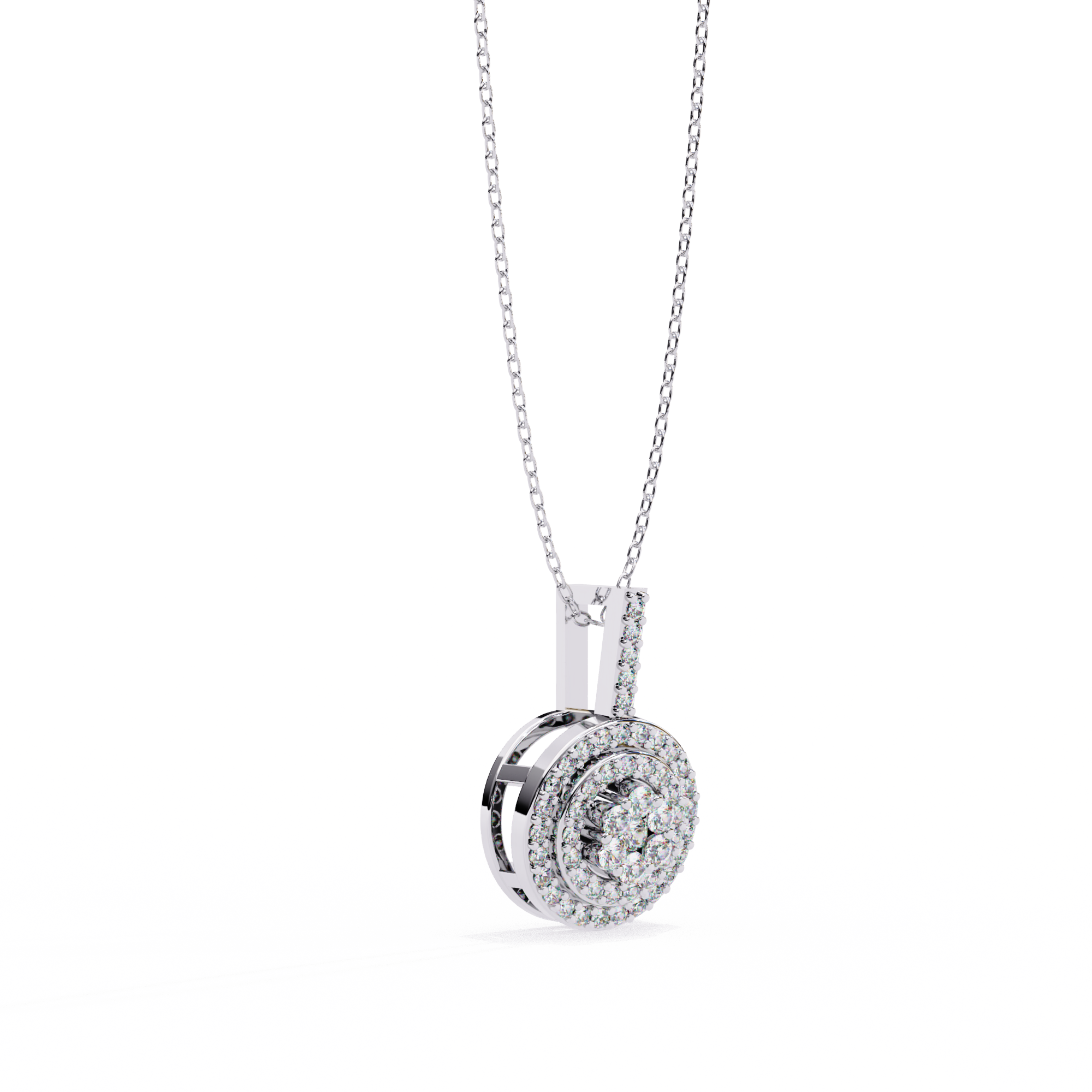 ISEHRA Halo Cluster Sterling Silver Pendant Necklace for Women