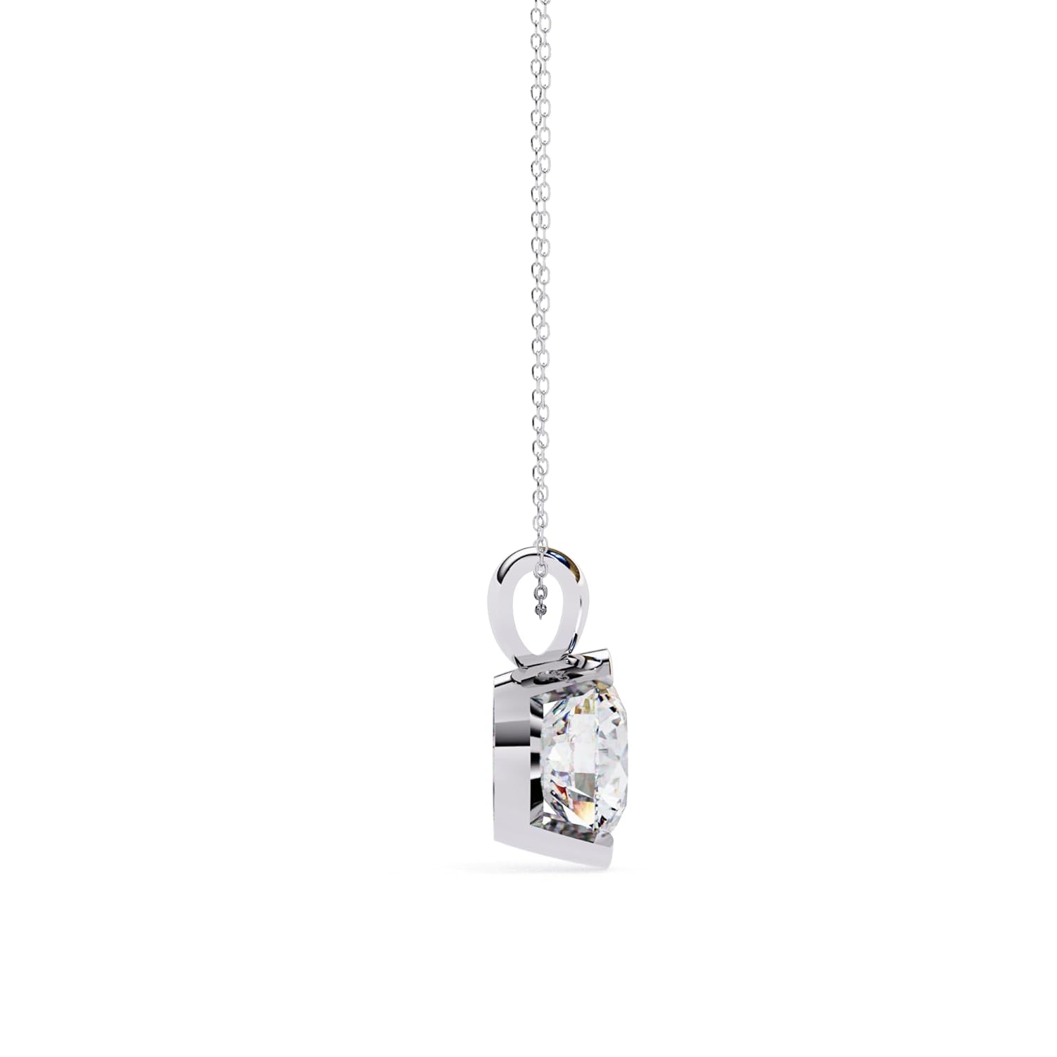 ISEHRA Fluid Glow Sterling Silver Solitaire Pendant Necklace for Women