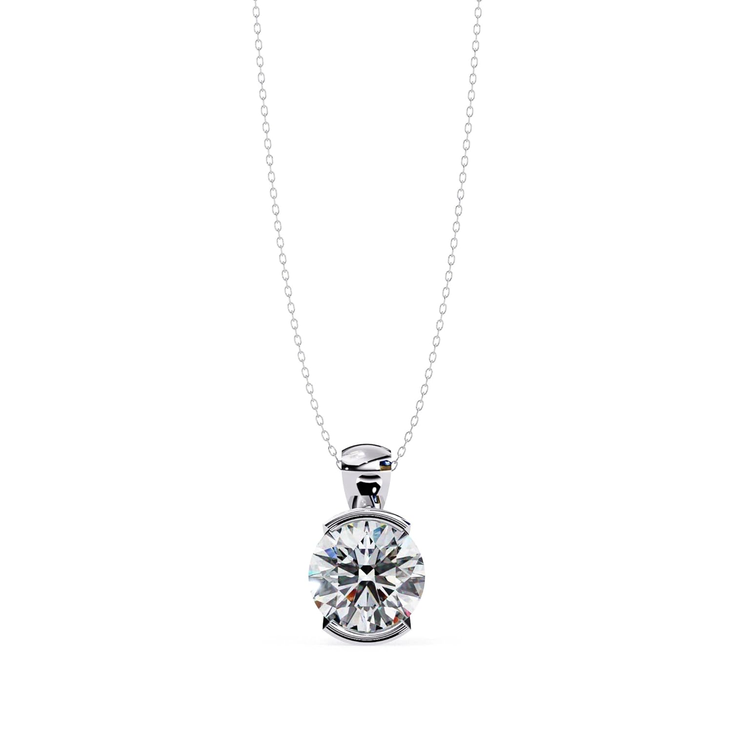 ISEHRA Fluid Glow Sterling Silver Solitaire Pendant Necklace for Women