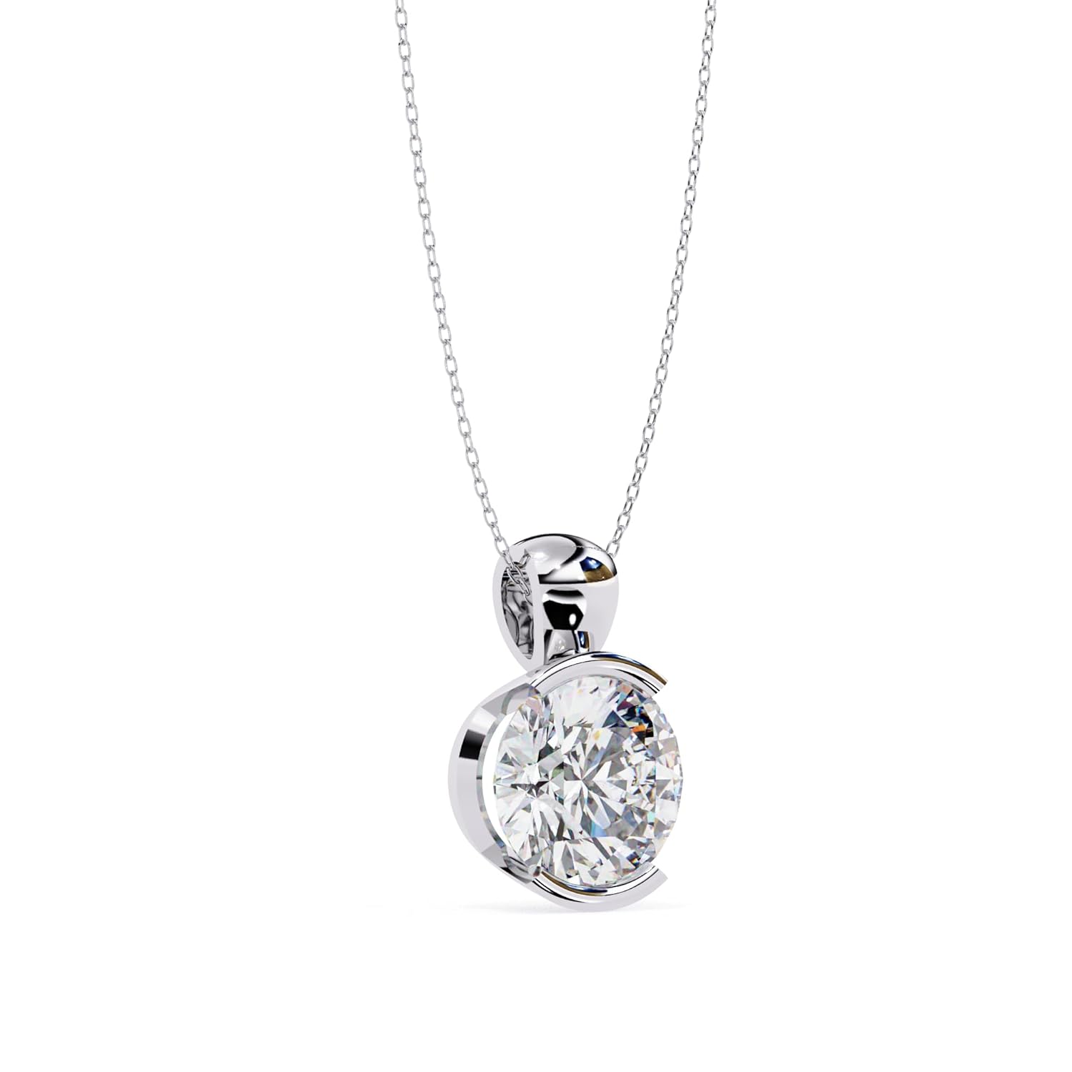 ISEHRA Fluid Glow Sterling Silver Solitaire Pendant Necklace for Women