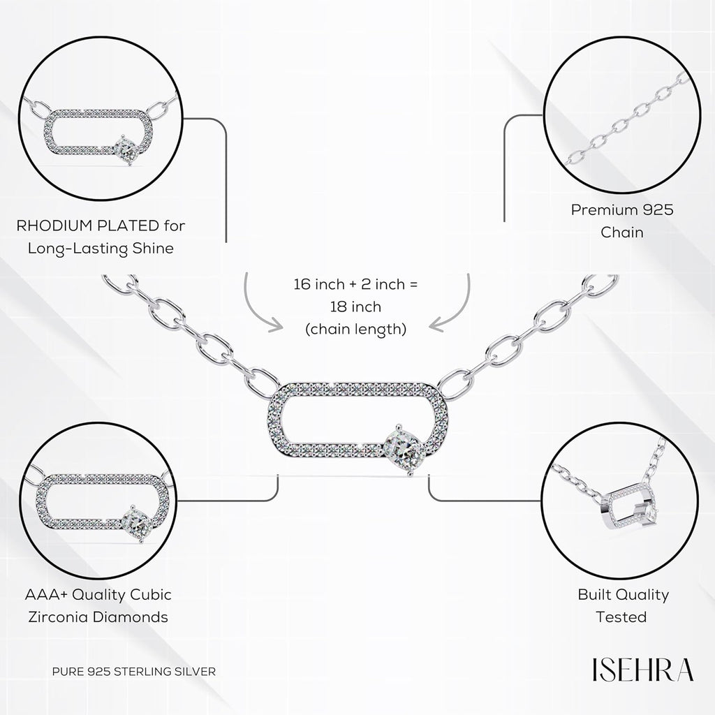 ISEHRA Offset Spark 925 Sterling Silver Pendant Necklace