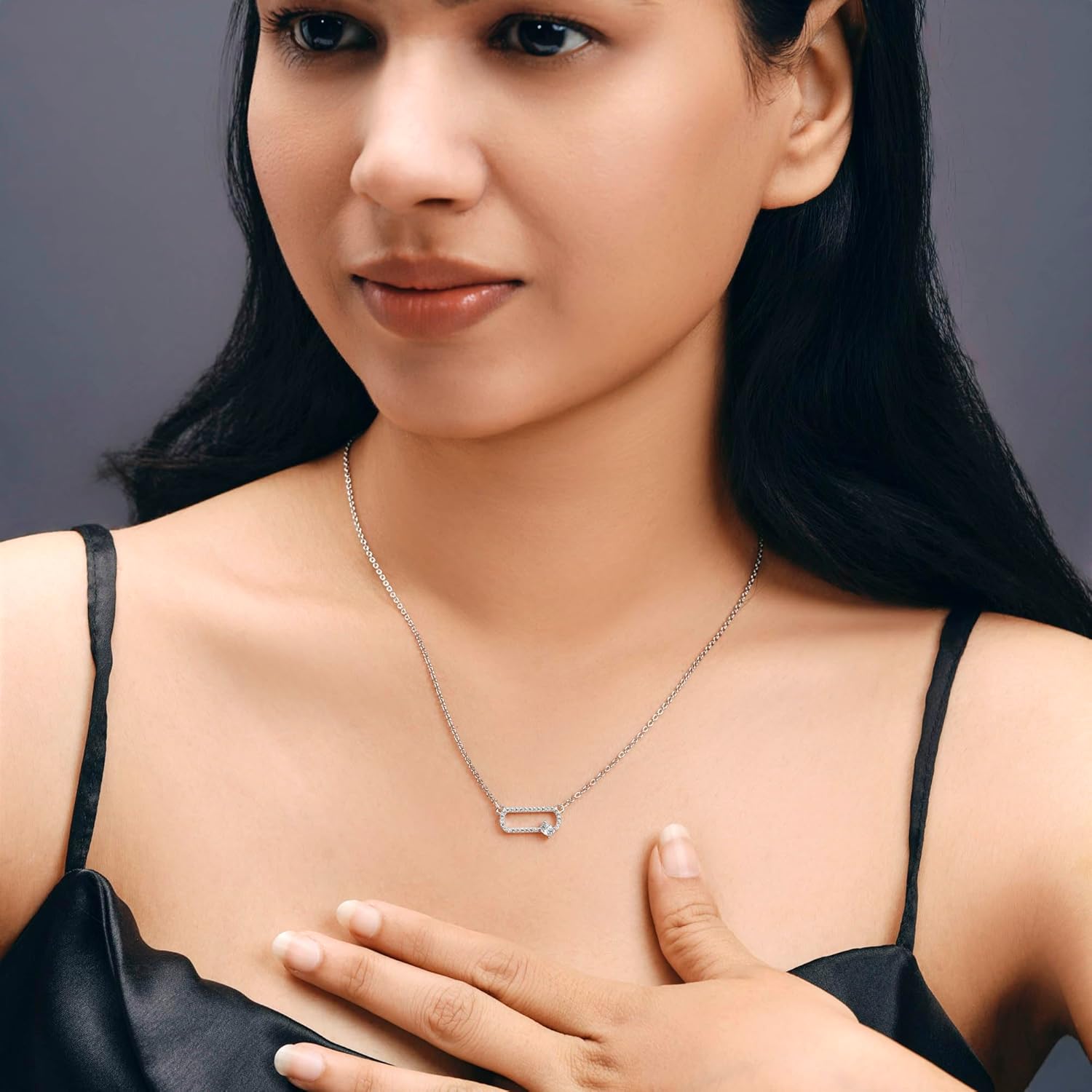 ISEHRA Offset Spark 925 Sterling Silver Pendant Necklace