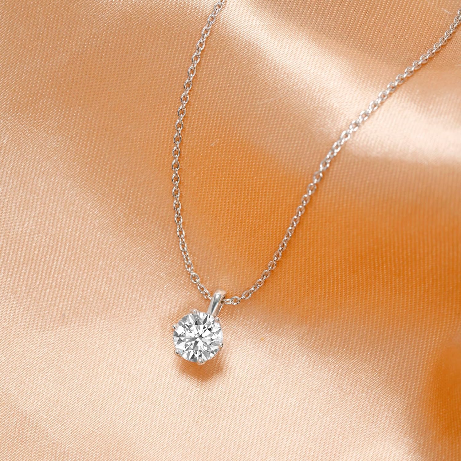 ISEHRA Pure Radiance Solitaire Sterling Silver Pendant Necklace for Women