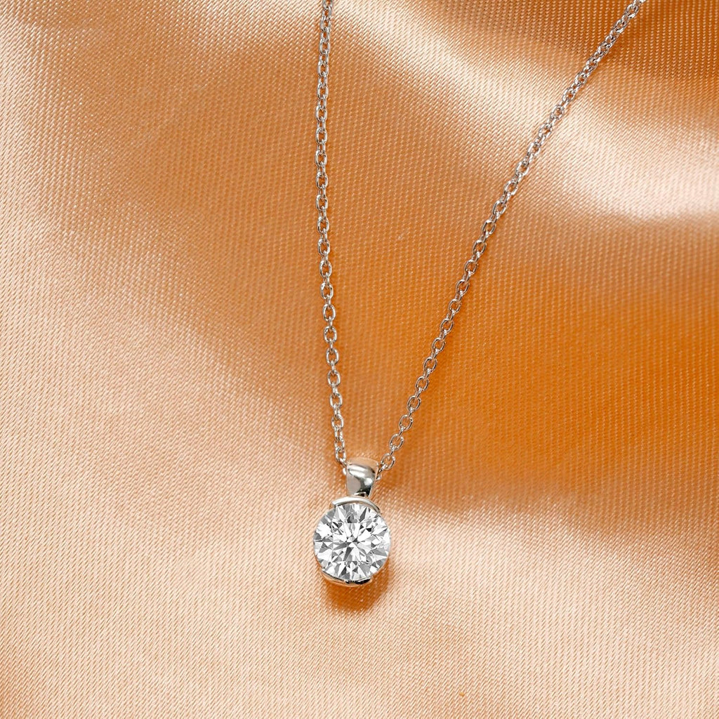 ISEHRA Fluid Glow Sterling Silver Solitaire Pendant Necklace for Women