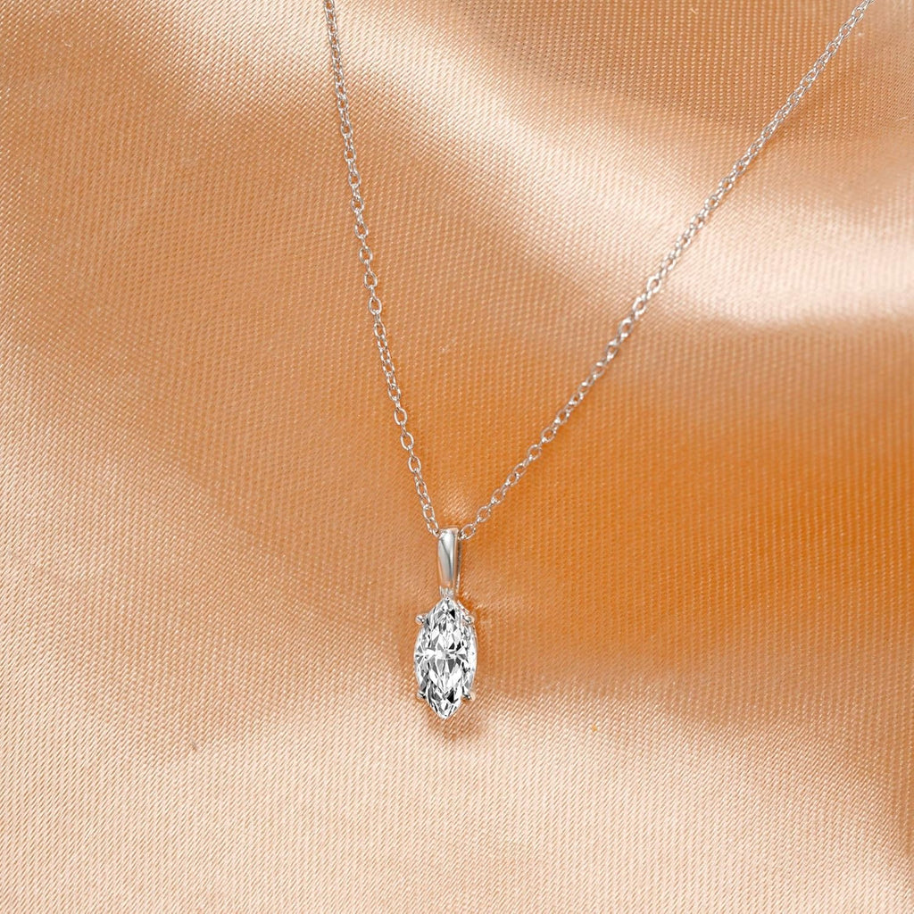 ISEHRA Marquise Goddess Glance Sterling Silver Pendant Necklace for Women