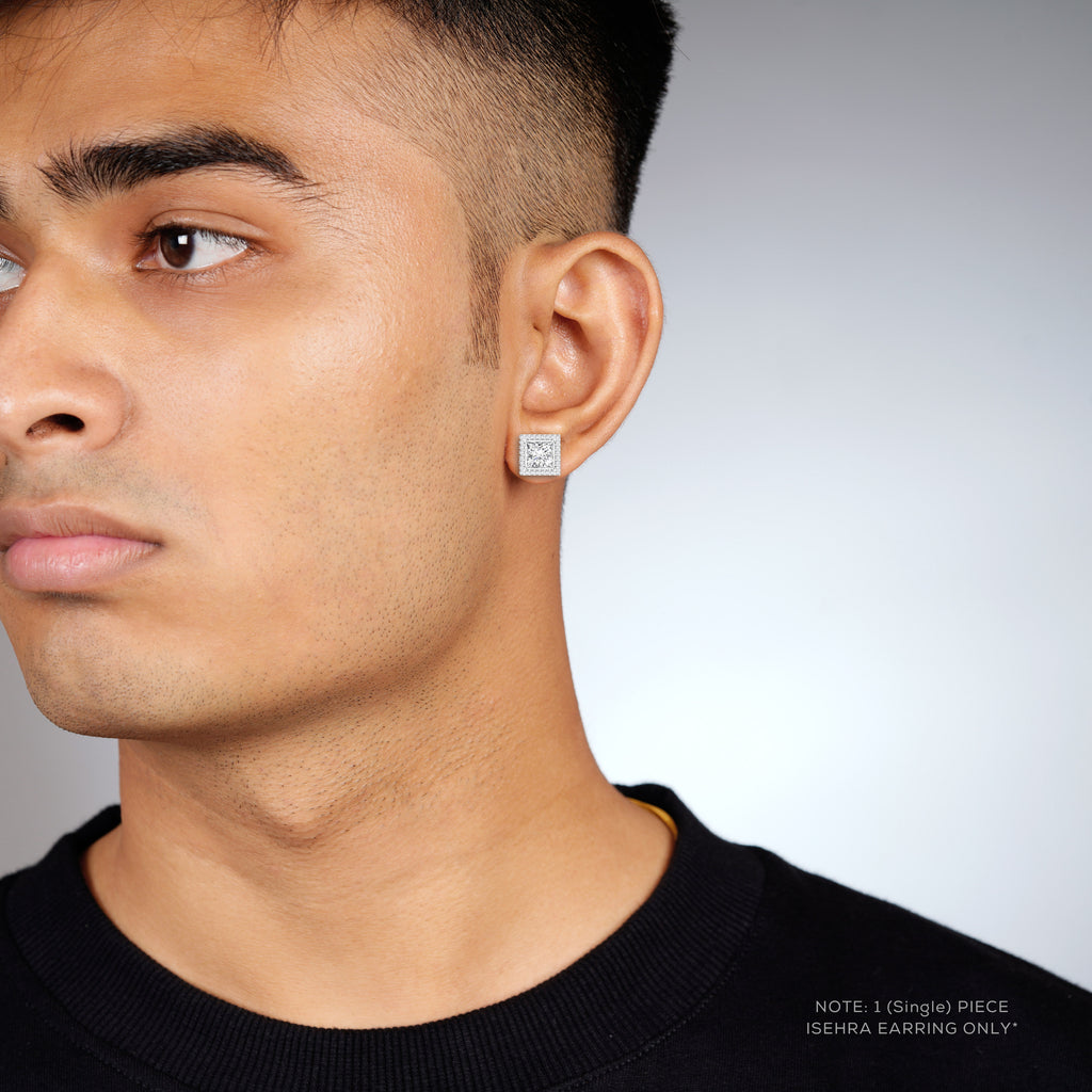 Square Cluster Single Earring for Men