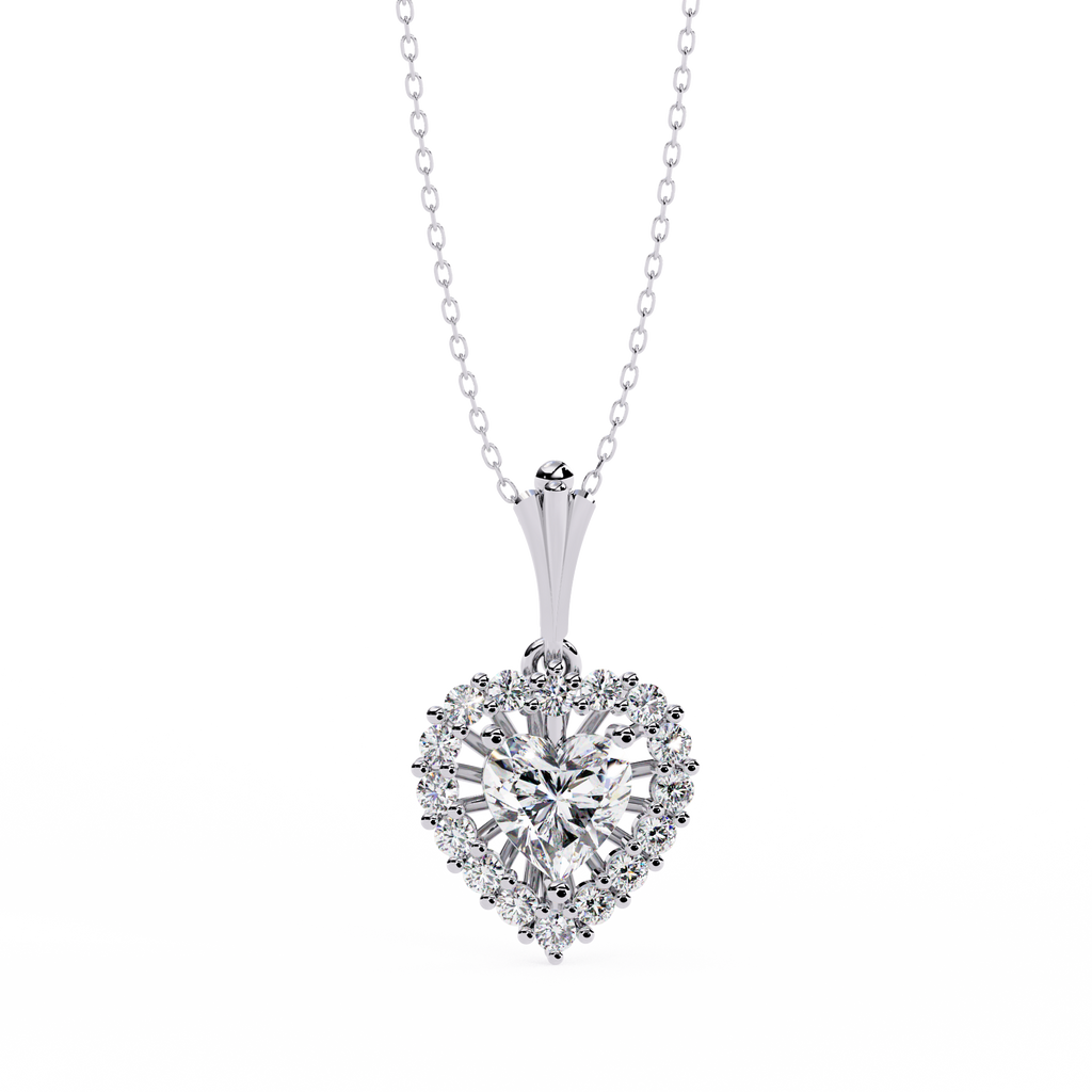 Heartshine Halo Pendant Necklace for Women – 925 Sterling Silver