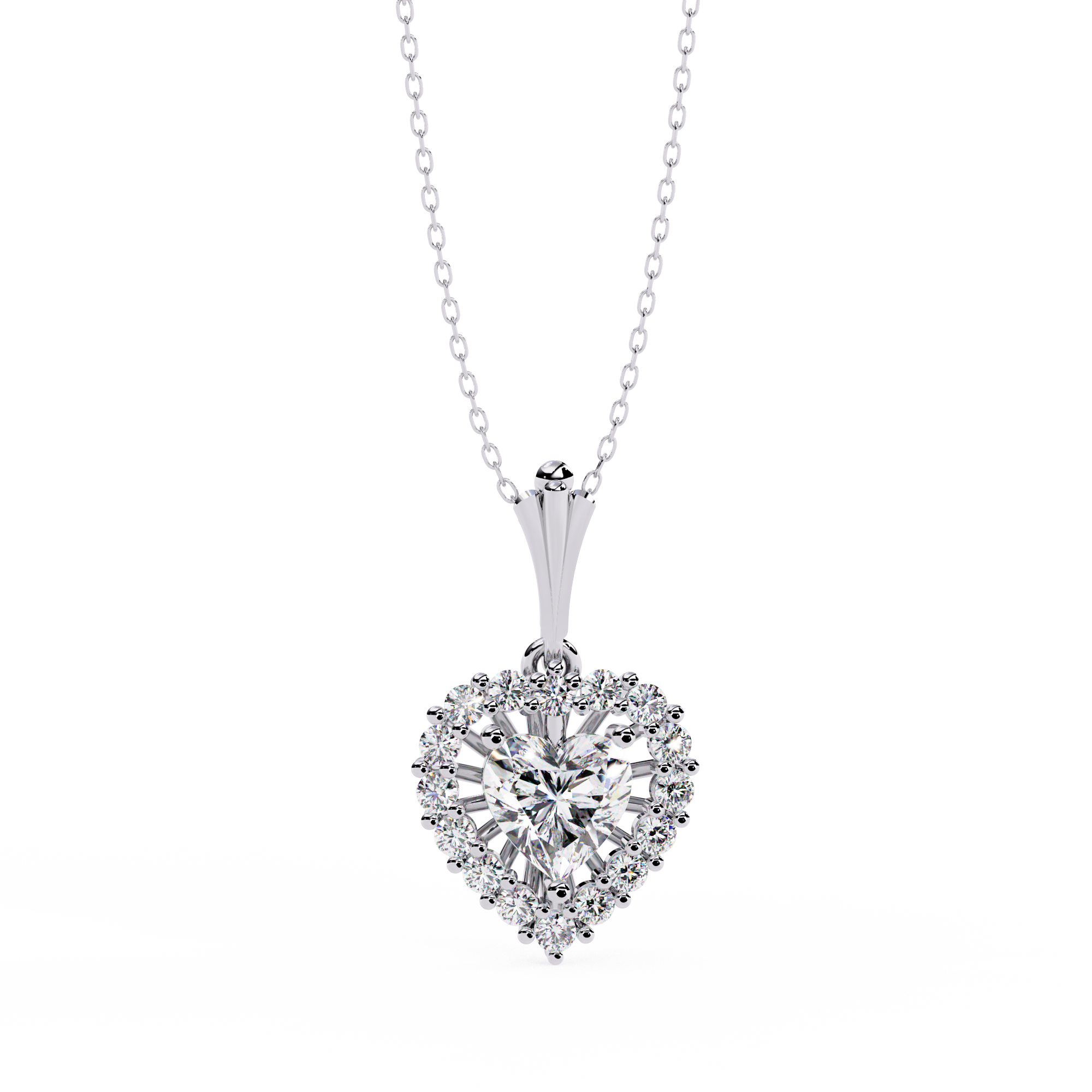 Heartshine Halo Pendant Necklace for Women – 925 Sterling Silver