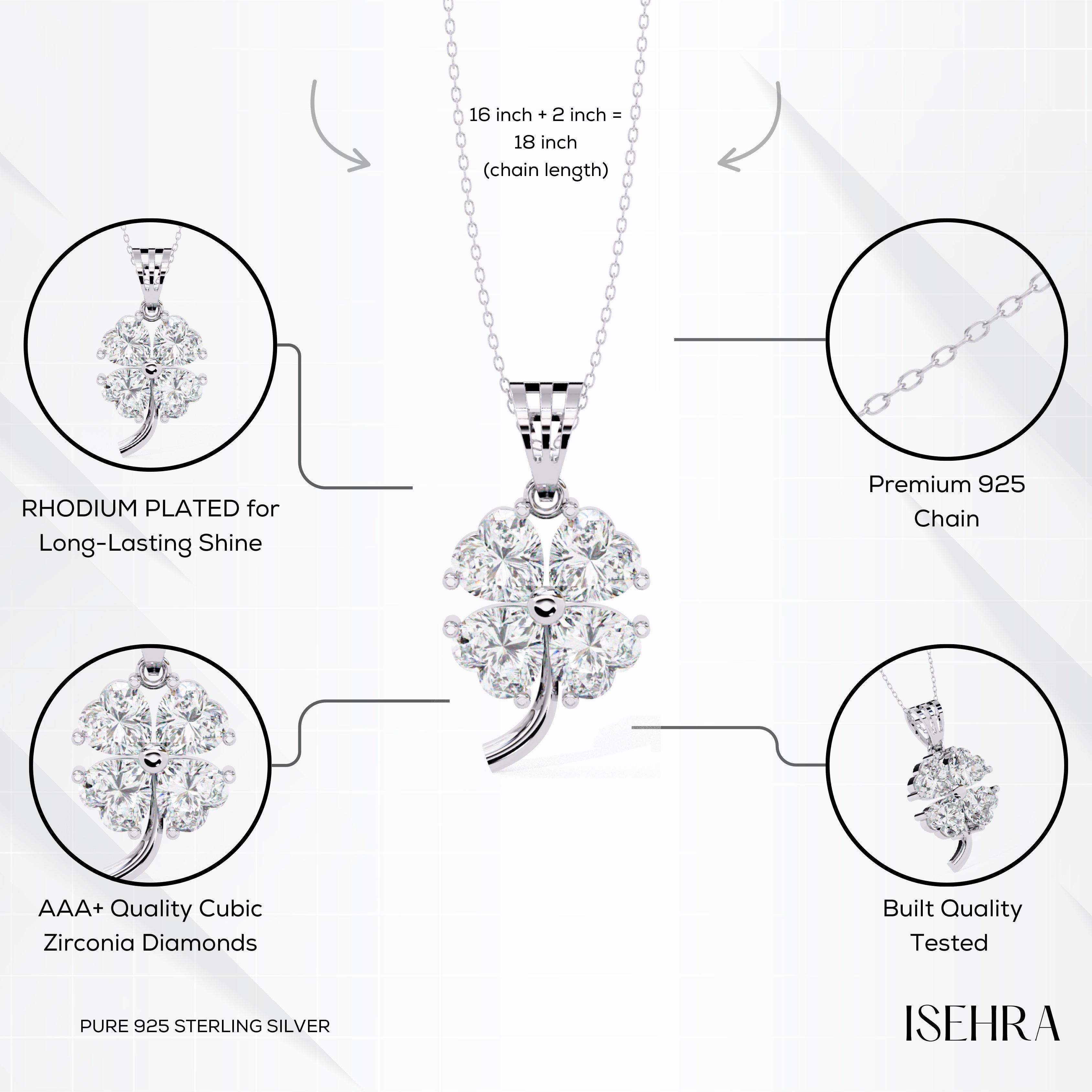 Sterling Silver Clover Pendant Necklace for Women