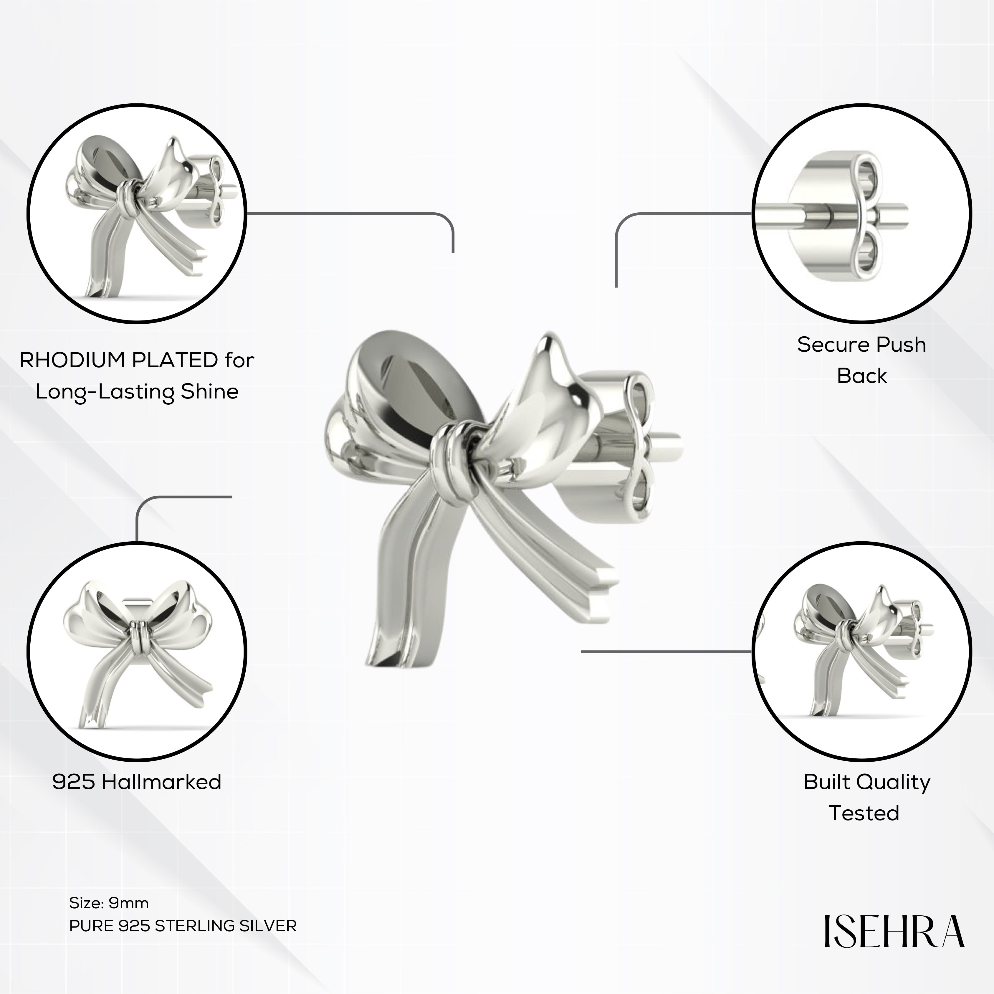 Ribbon Stud Earrings for Women | 925 Sterling Silver