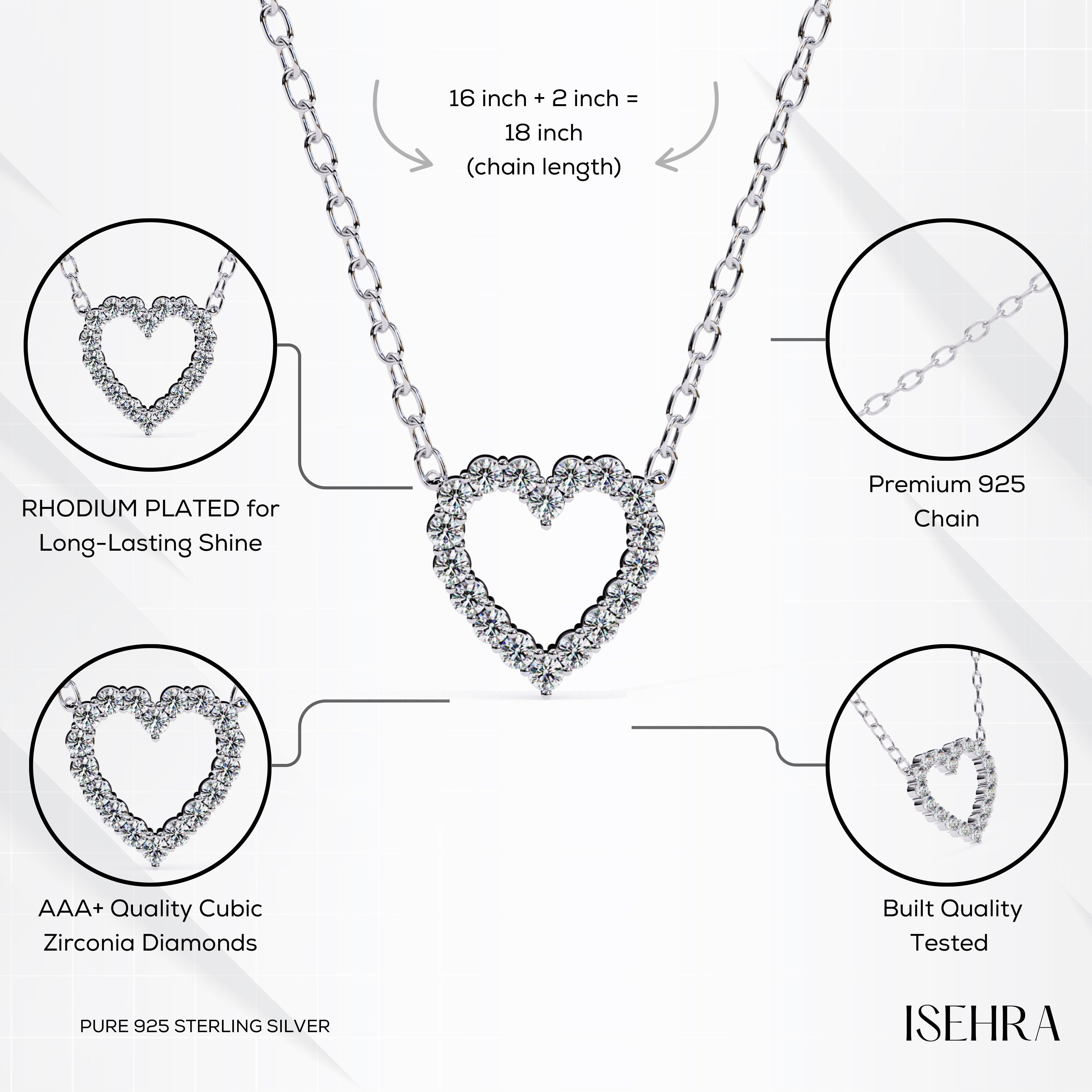 ISEHRA Aura of Love Sterling Silver Pendant Necklace for Women