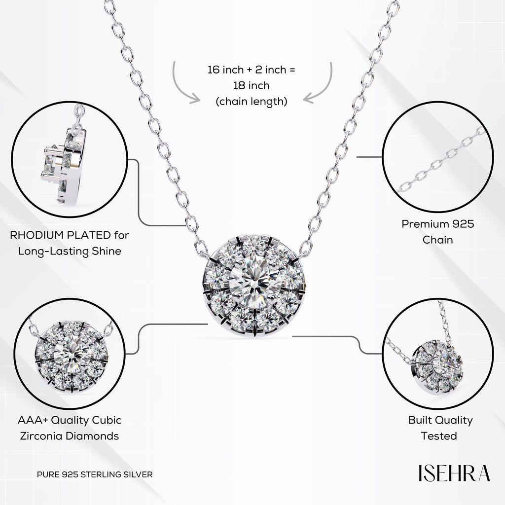 Diamond Echo Sterling Silver Pendant Necklace for Women