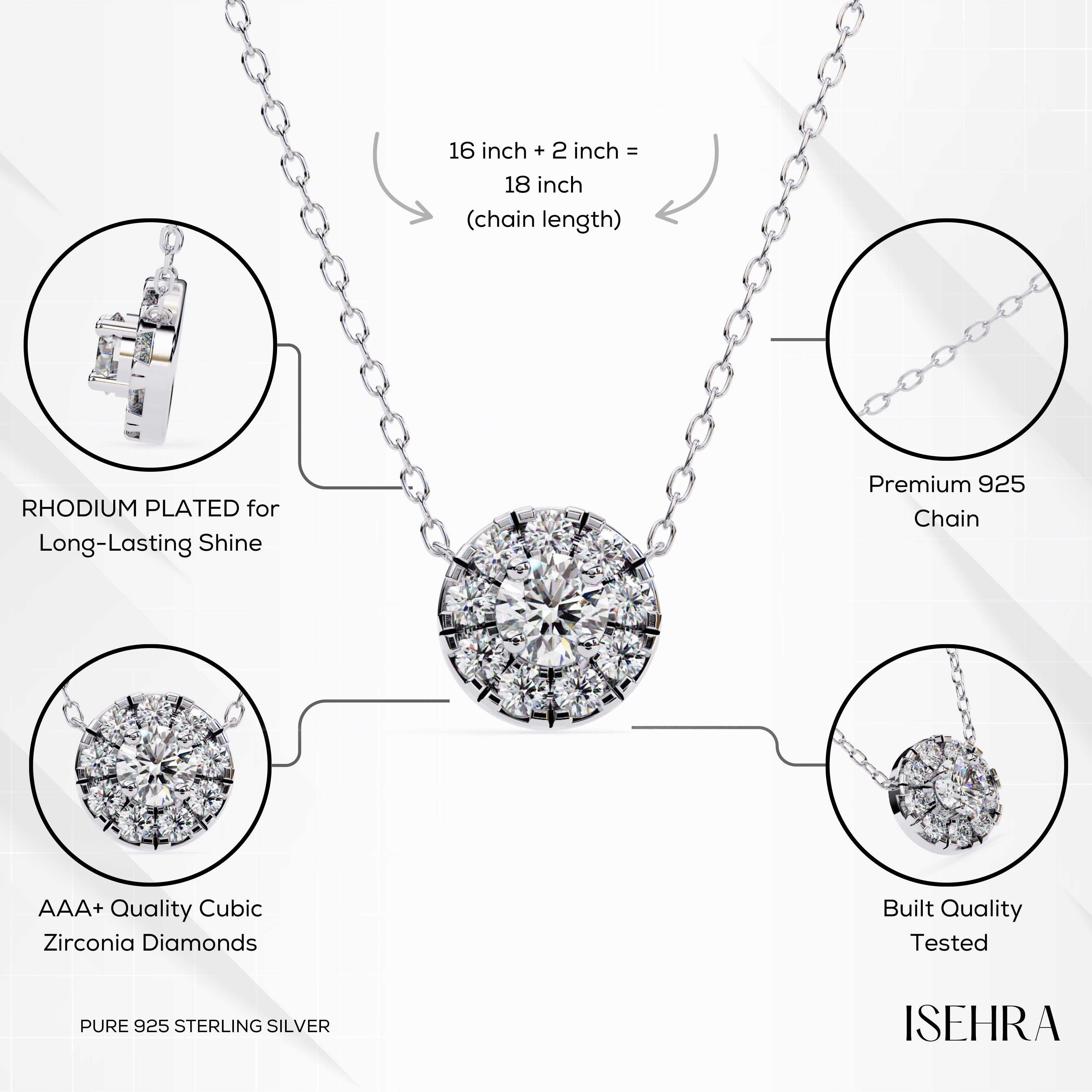 Diamond Echo Sterling Silver Pendant Necklace for Women