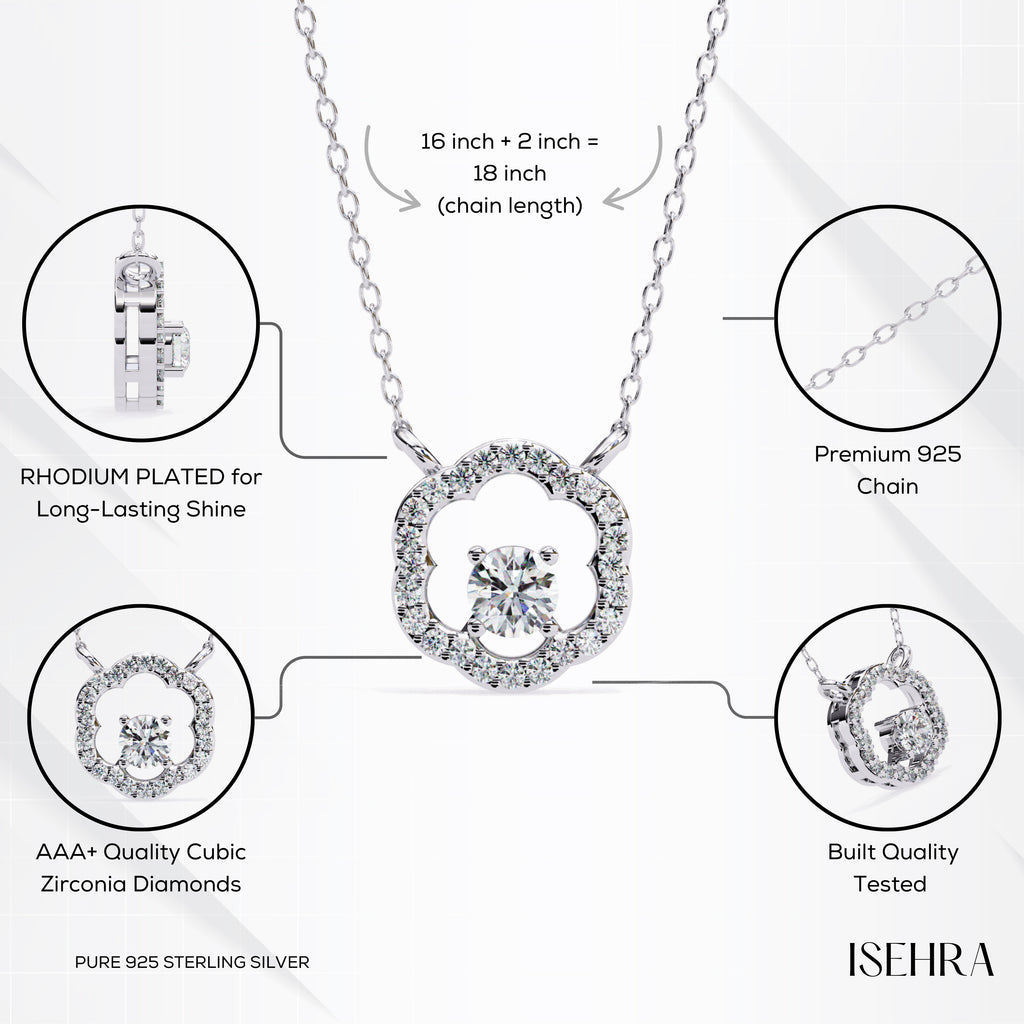 ISEHRA Dancing Petal Women’s Sterling Silver Pendant Necklace