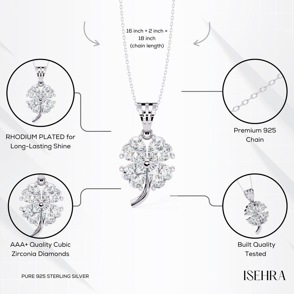 Sterling Silver Clover Pendant Necklace for Women
