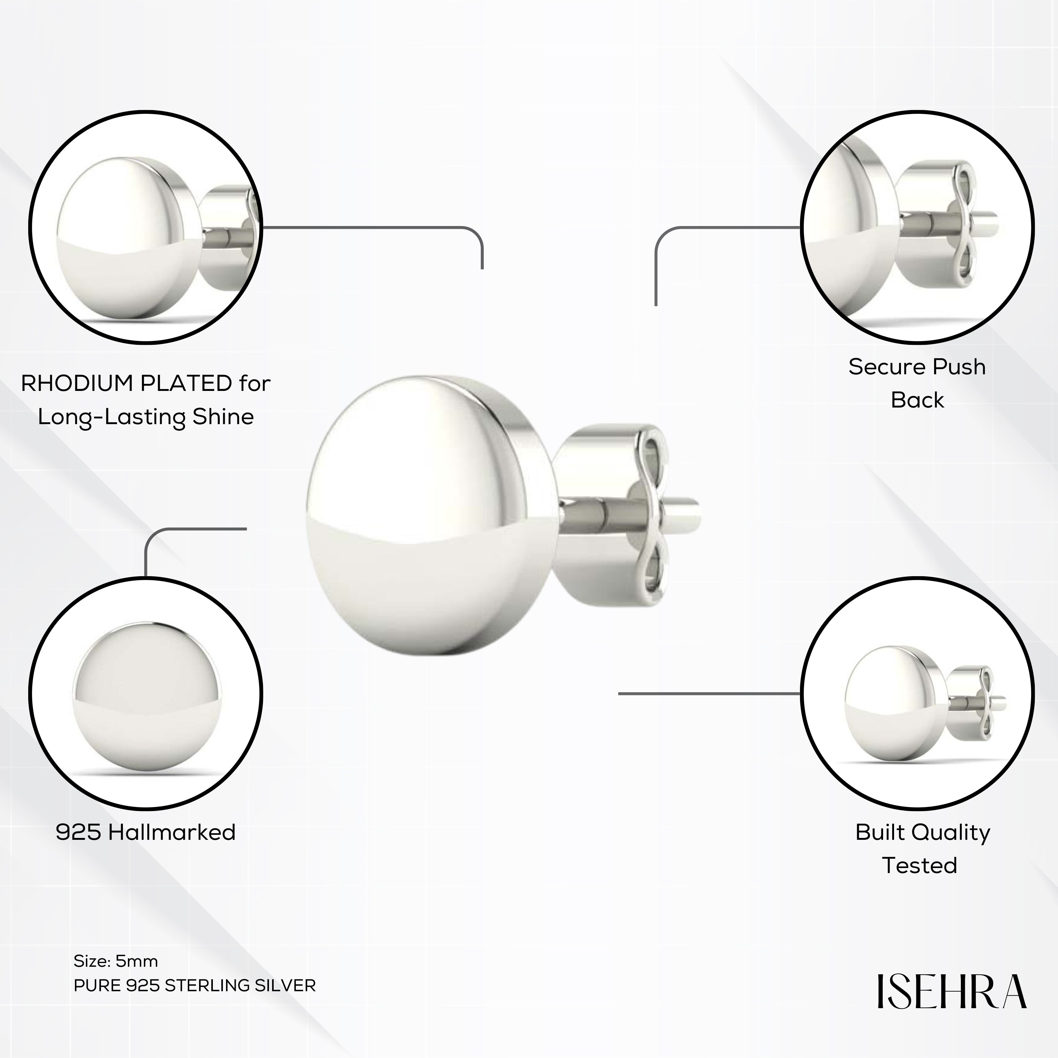 Plain Round Single Stud Earrings for Men