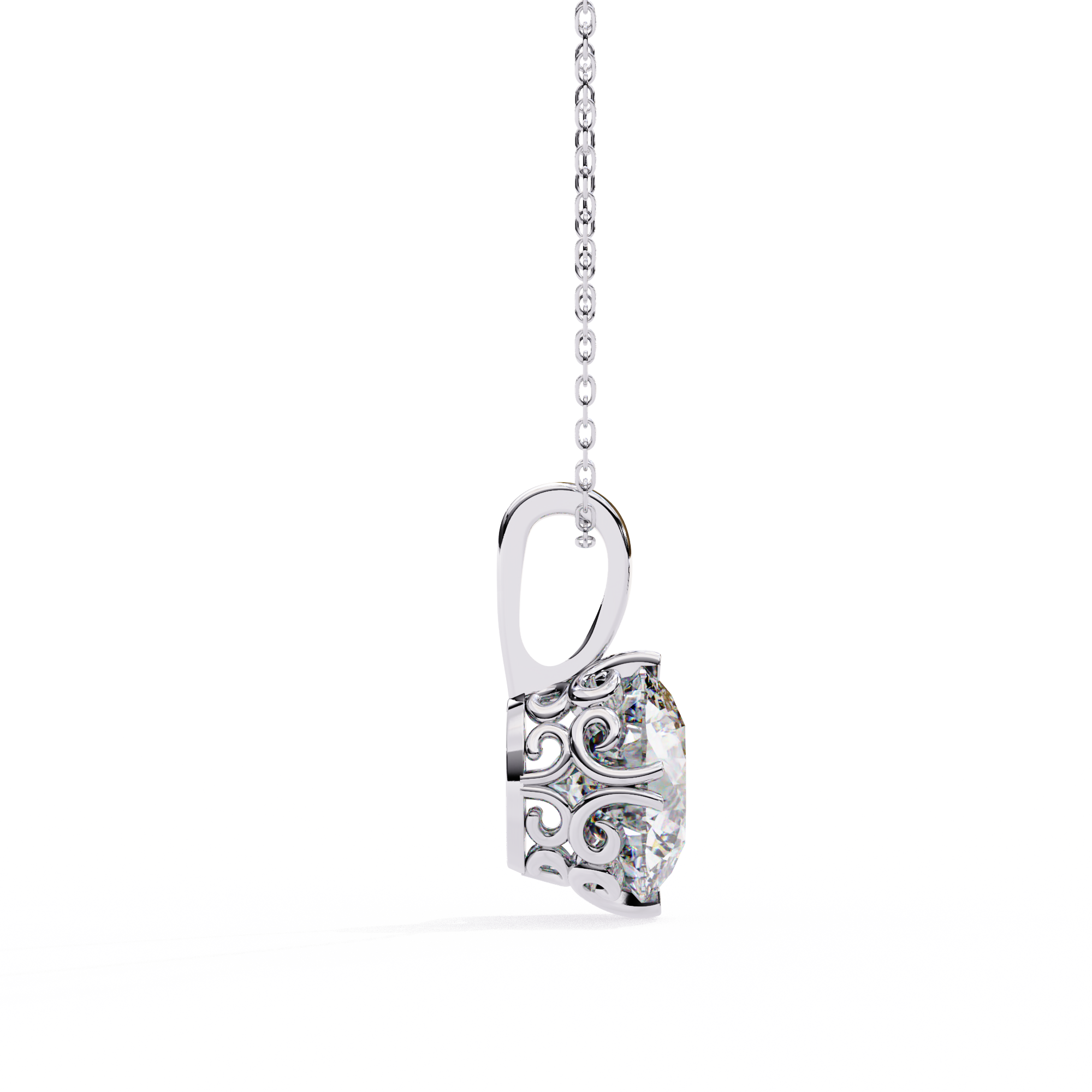 ISEHRA Artisan Glow Solitaire Sterling Silver Pendant Necklace for Women