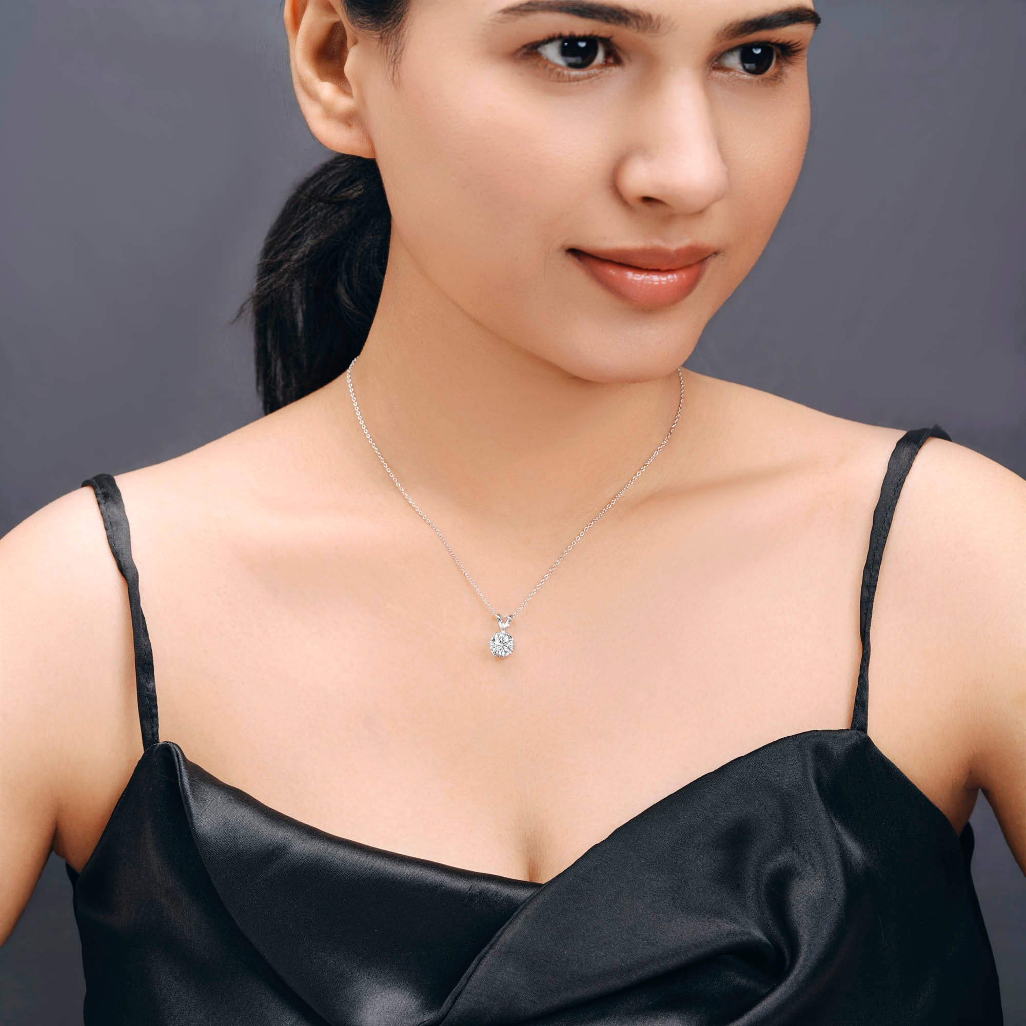 ISEHRA Crown Solitaire Sterling Silver Pendant Necklace for Women
