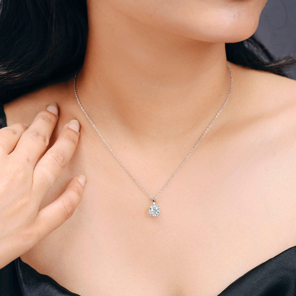 Elysian Spark Solitaire Sterling Silver Pendant Necklace for Women