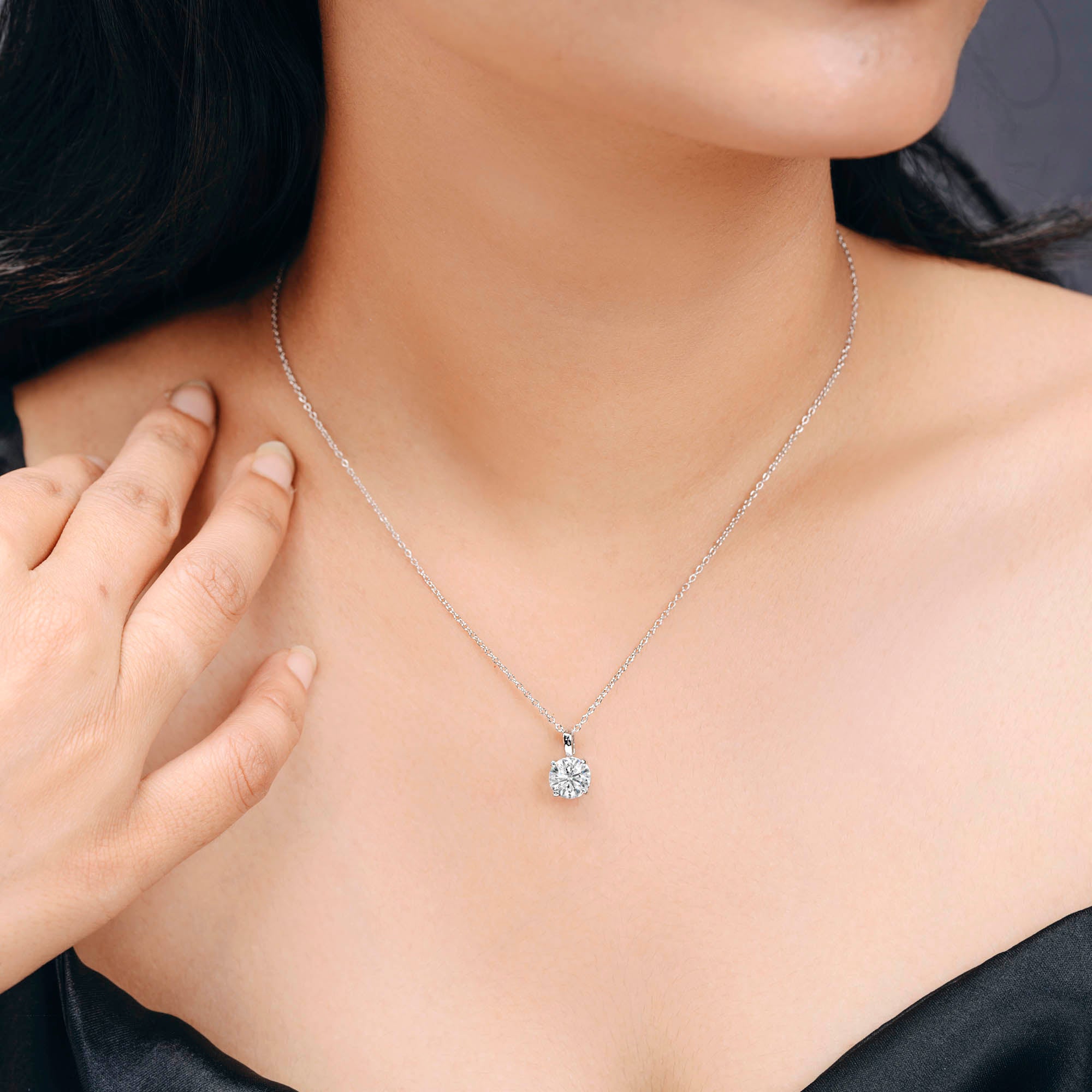 Elysian Spark Solitaire Sterling Silver Pendant Necklace for Women