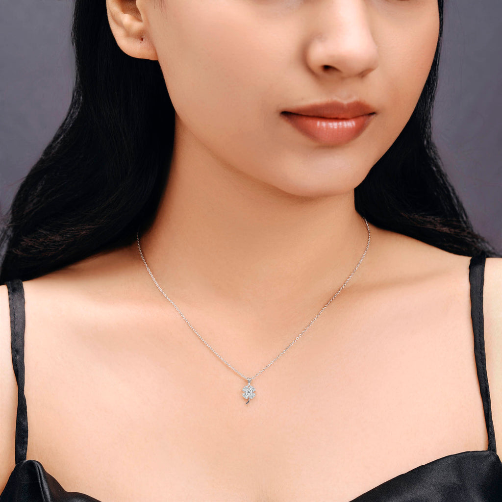 Sterling Silver Clover Pendant Necklace for Women