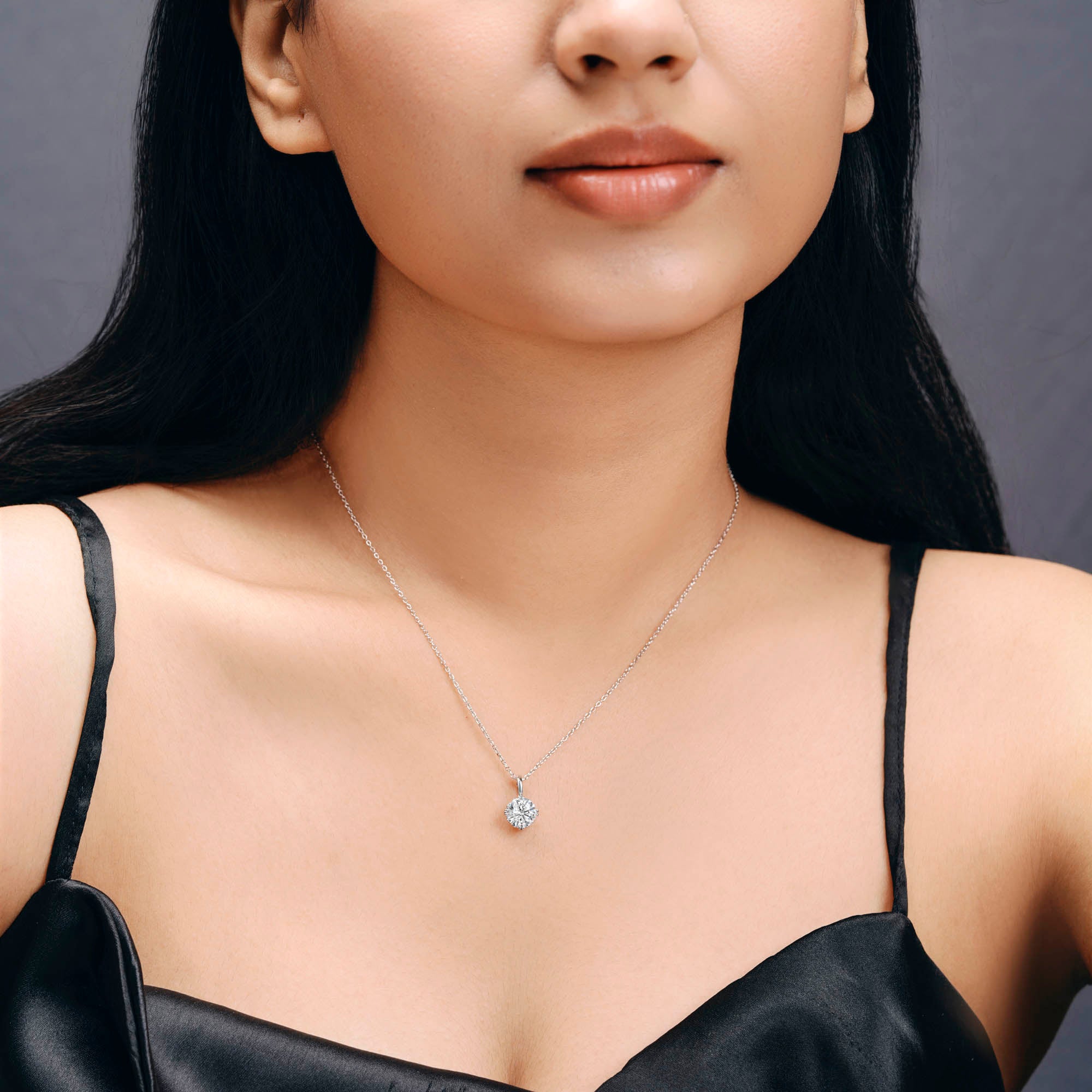 ISEHRA Artisan Glow Solitaire Sterling Silver Pendant Necklace for Women