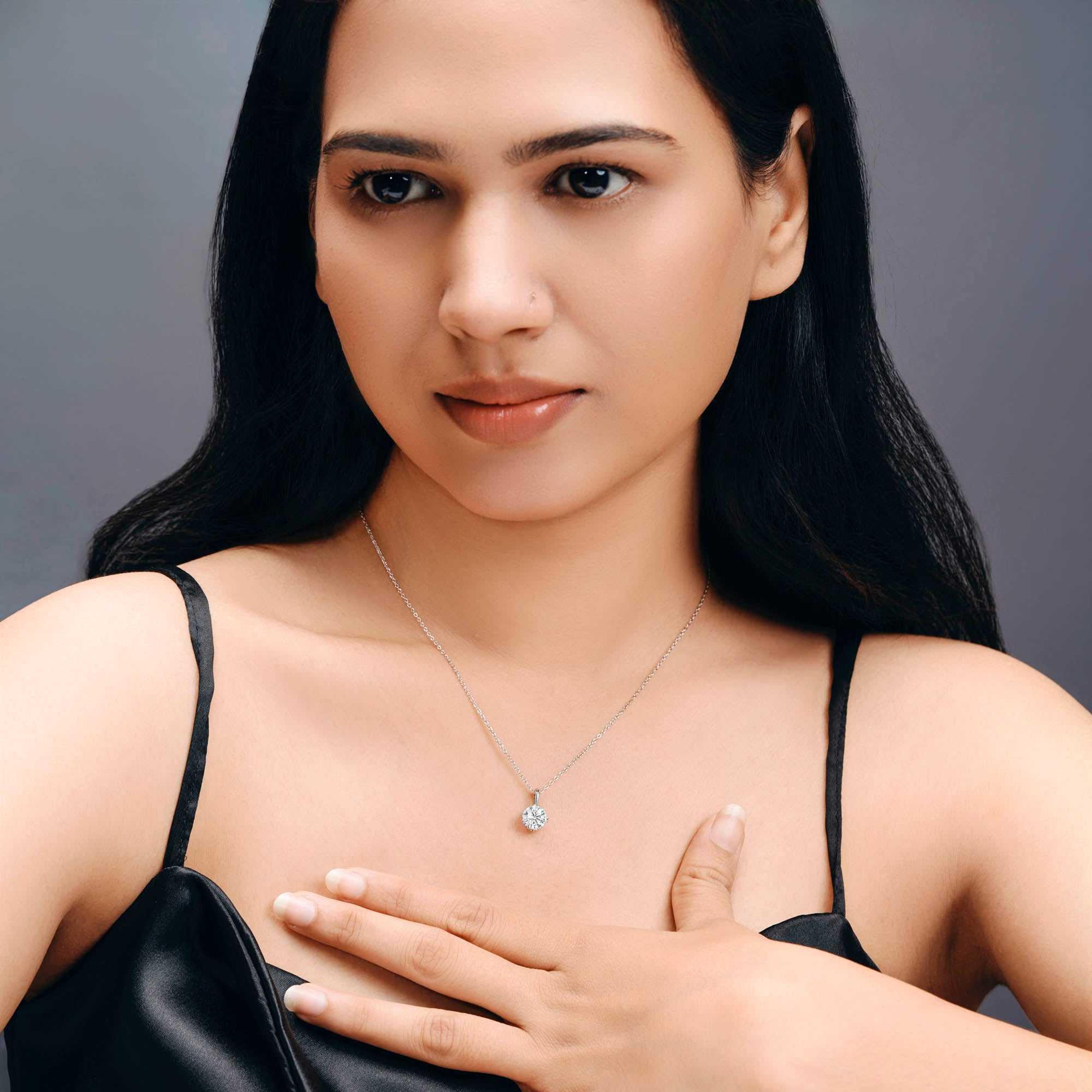 ISEHRA Artisan Glow Solitaire Sterling Silver Pendant Necklace for Women