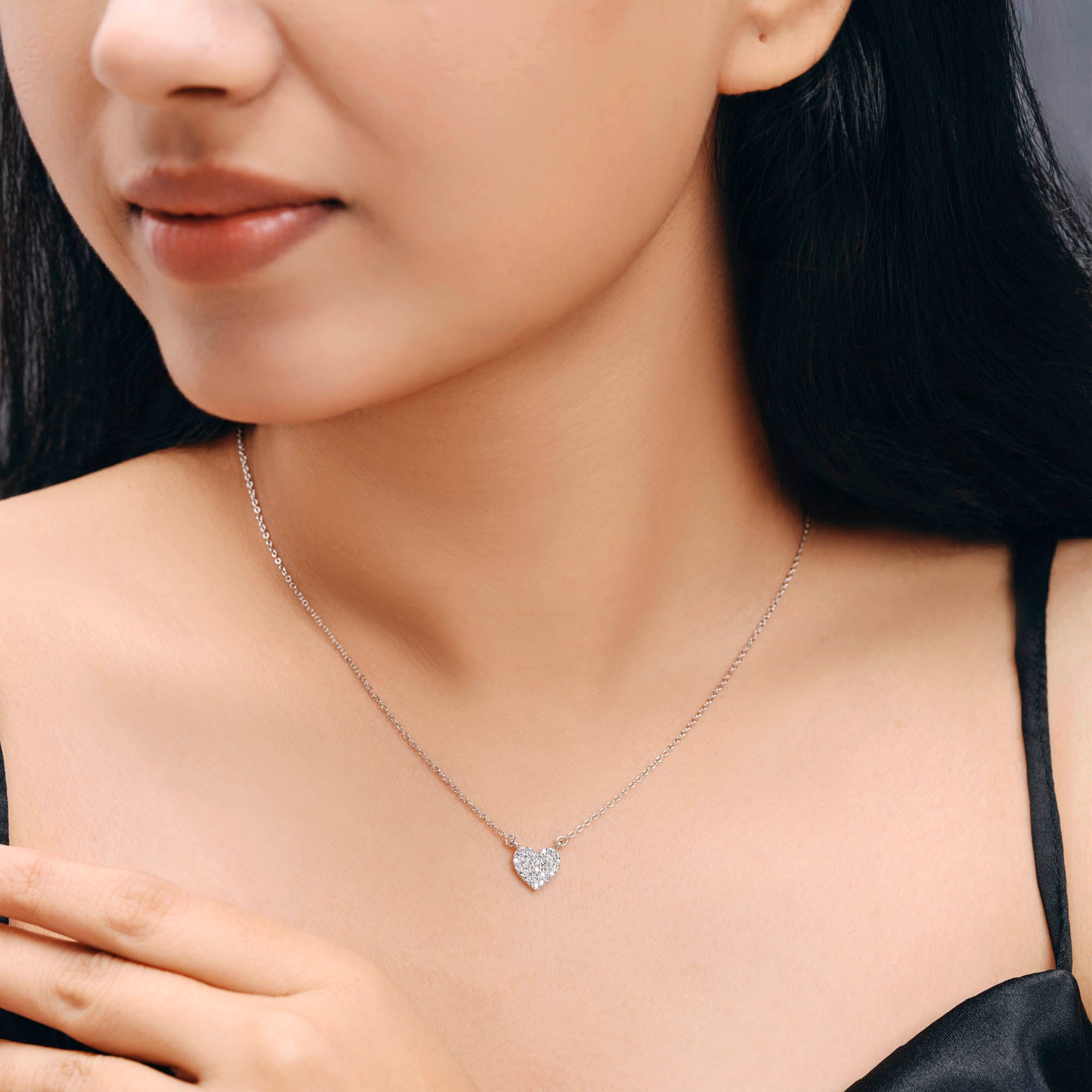 ISEHRA Heart Aura Sterling Silver Pendant Necklace for Women