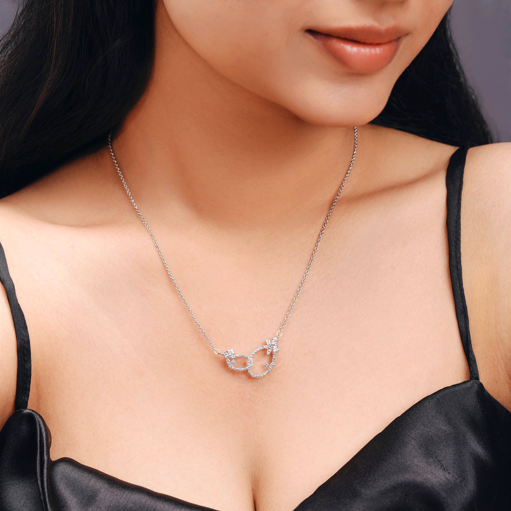 ISEHRA Infinite Sparkle Sterling Silver Pendant Necklace for Women
