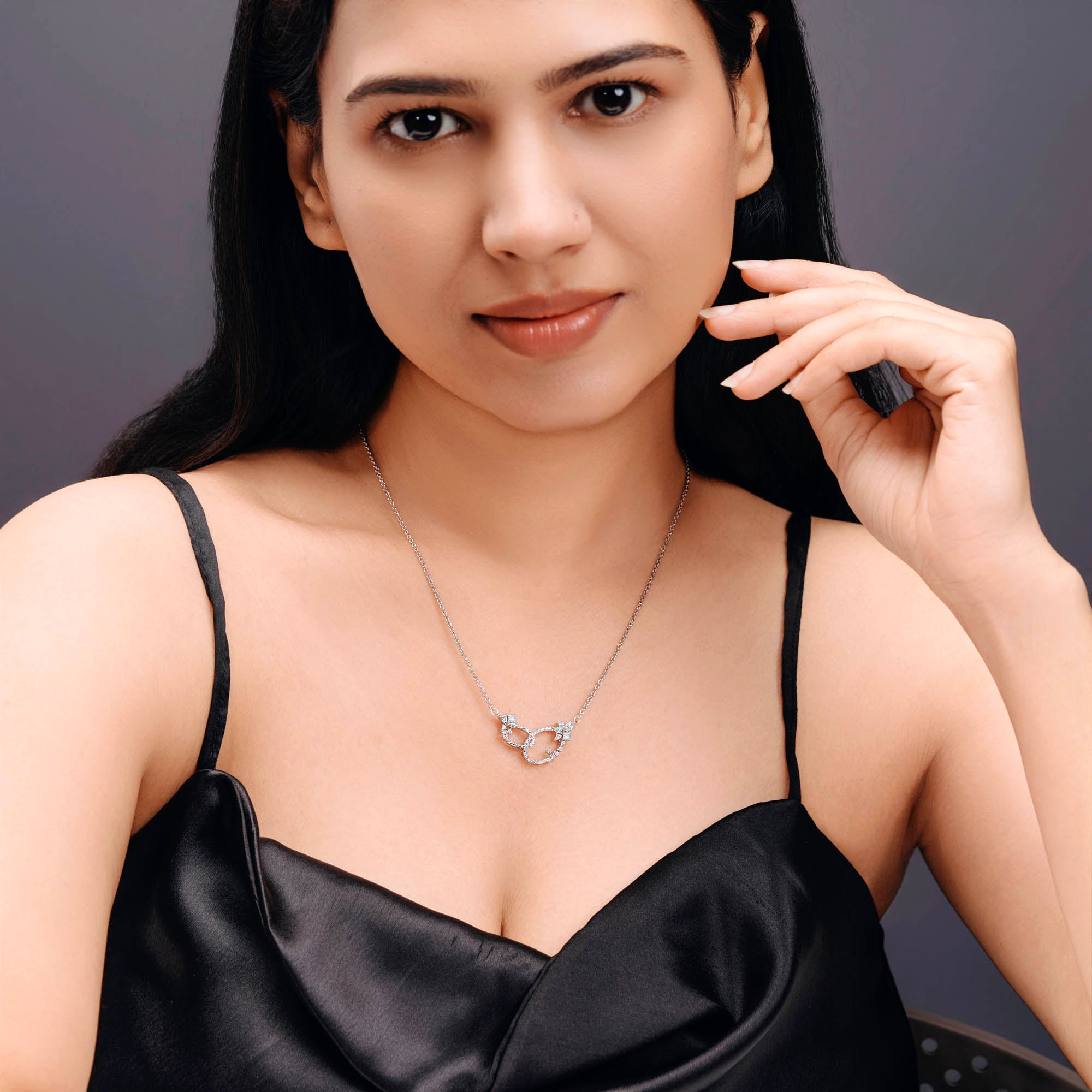 ISEHRA Infinite Sparkle Sterling Silver Pendant Necklace for Women
