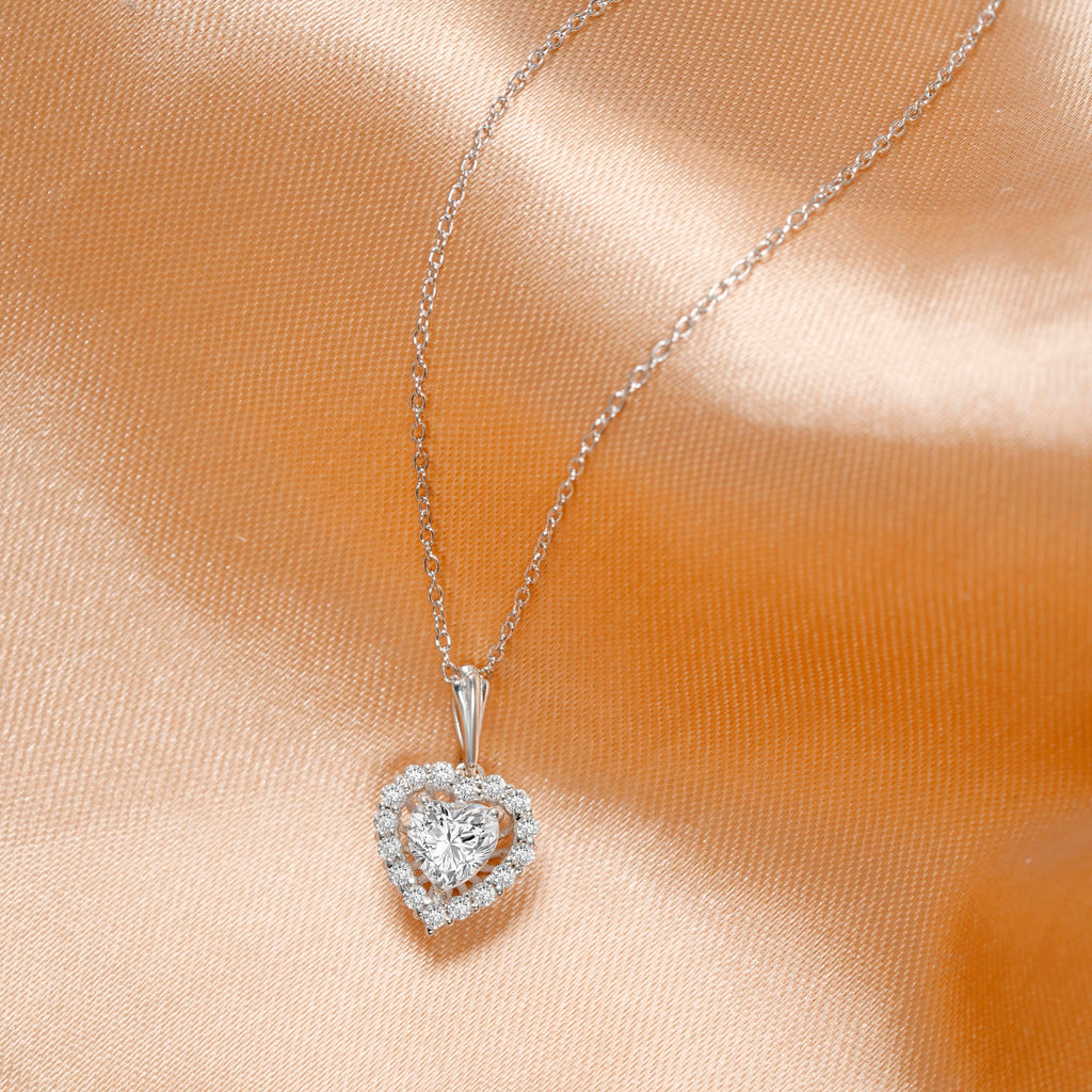 Heartshine Halo Pendant Necklace for Women – 925 Sterling Silver