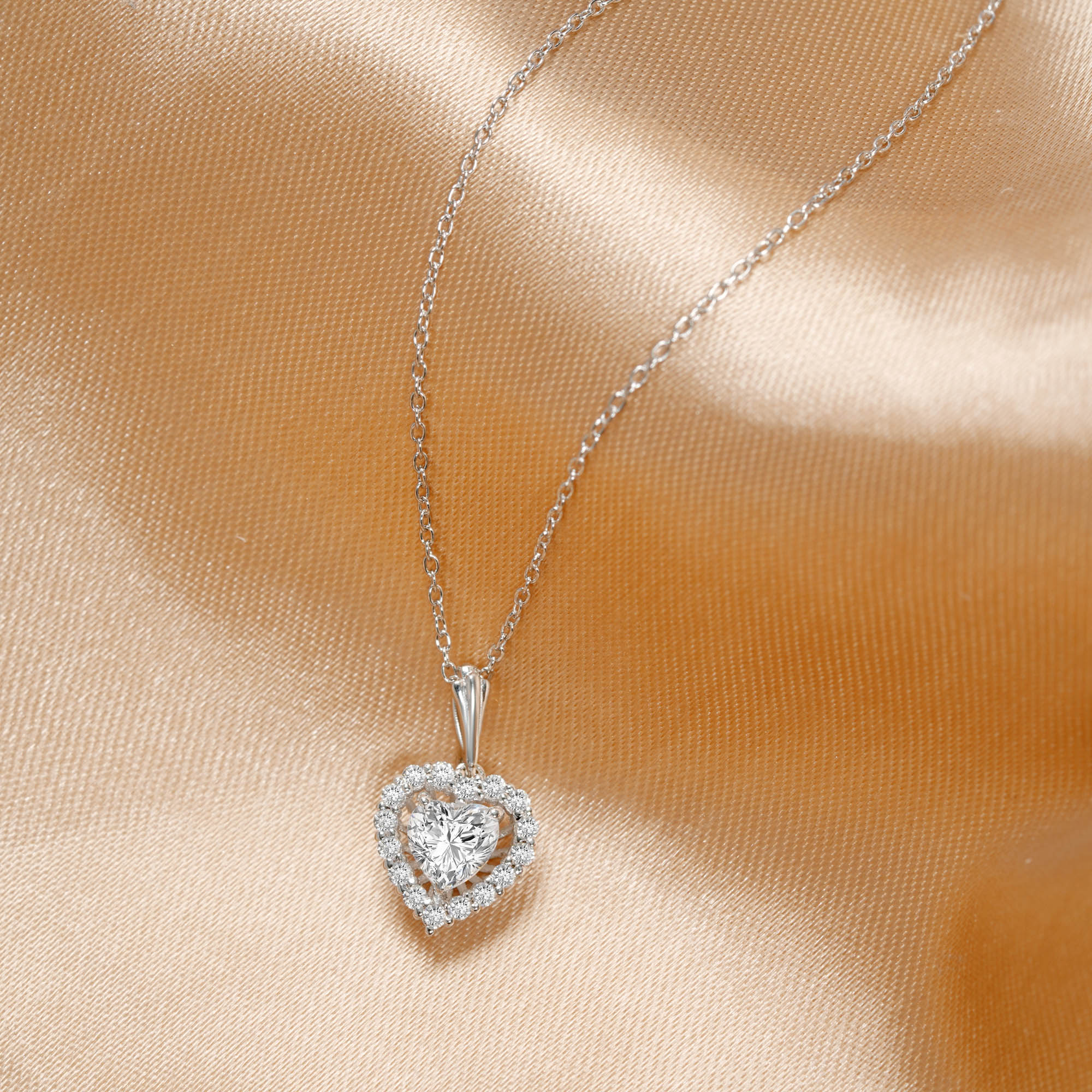 Heartshine Halo Pendant Necklace for Women – 925 Sterling Silver