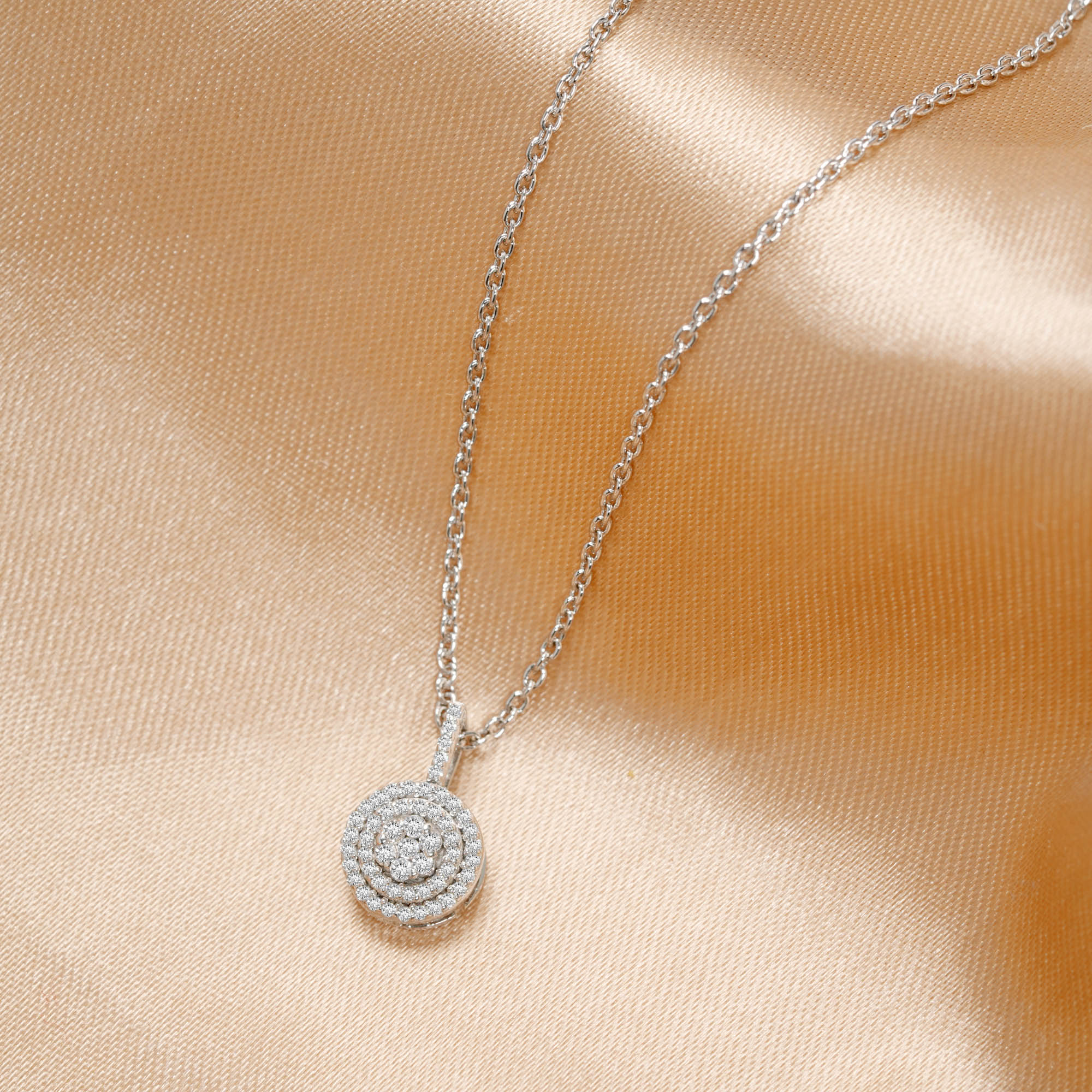 ISEHRA Halo Cluster Sterling Silver Pendant Necklace for Women