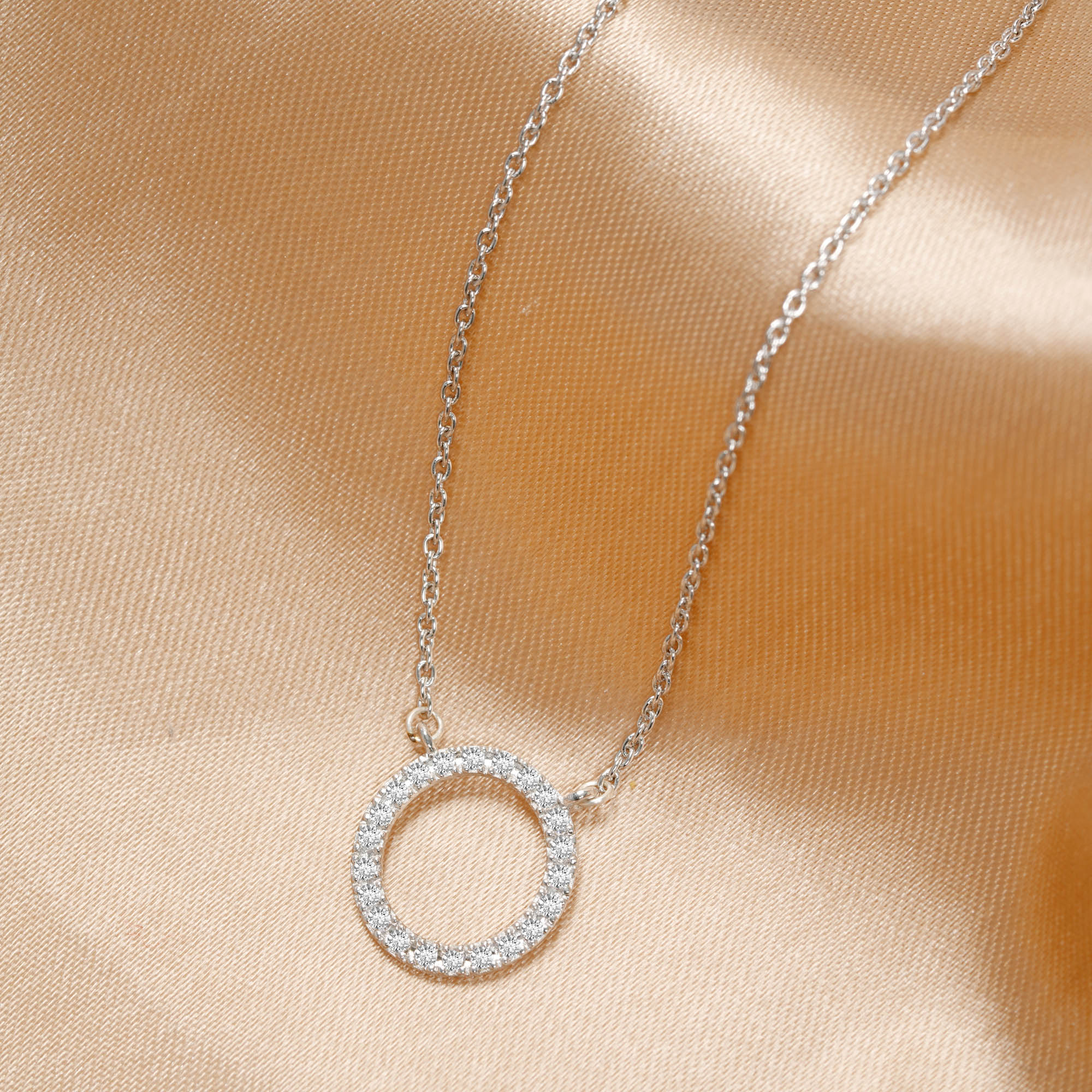 ISEHRA Sterling Silver Open Circle Pendant Necklace for Women
