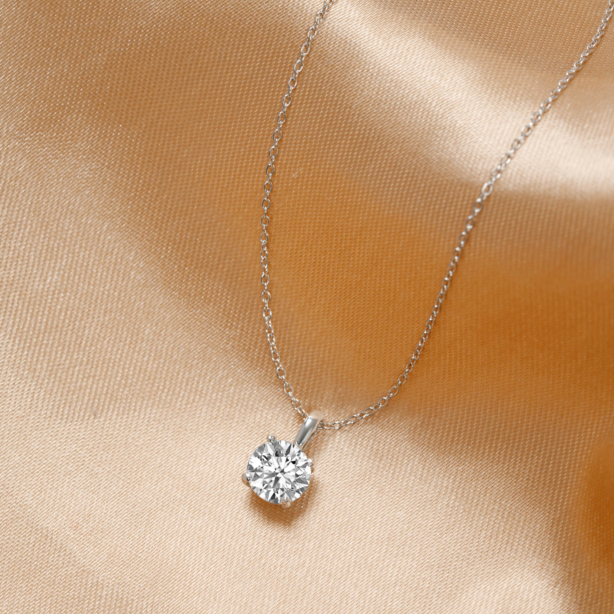 Elysian Spark Solitaire Sterling Silver Pendant Necklace for Women