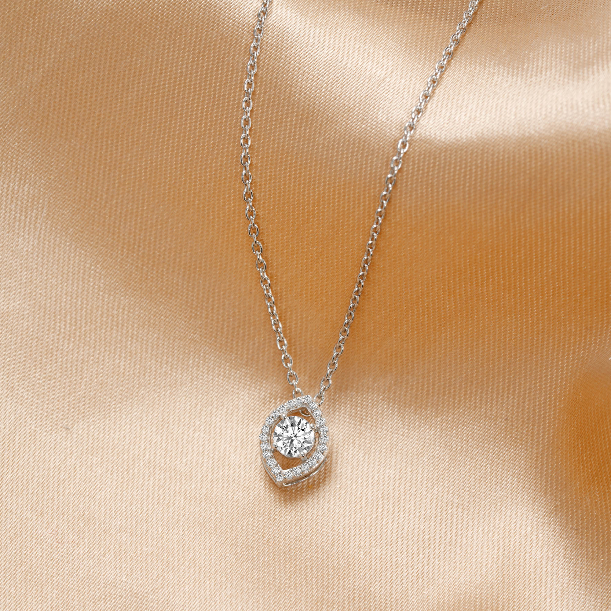 Eye of Radiance Crystal Pendant Women’s Sterling Silver Necklace