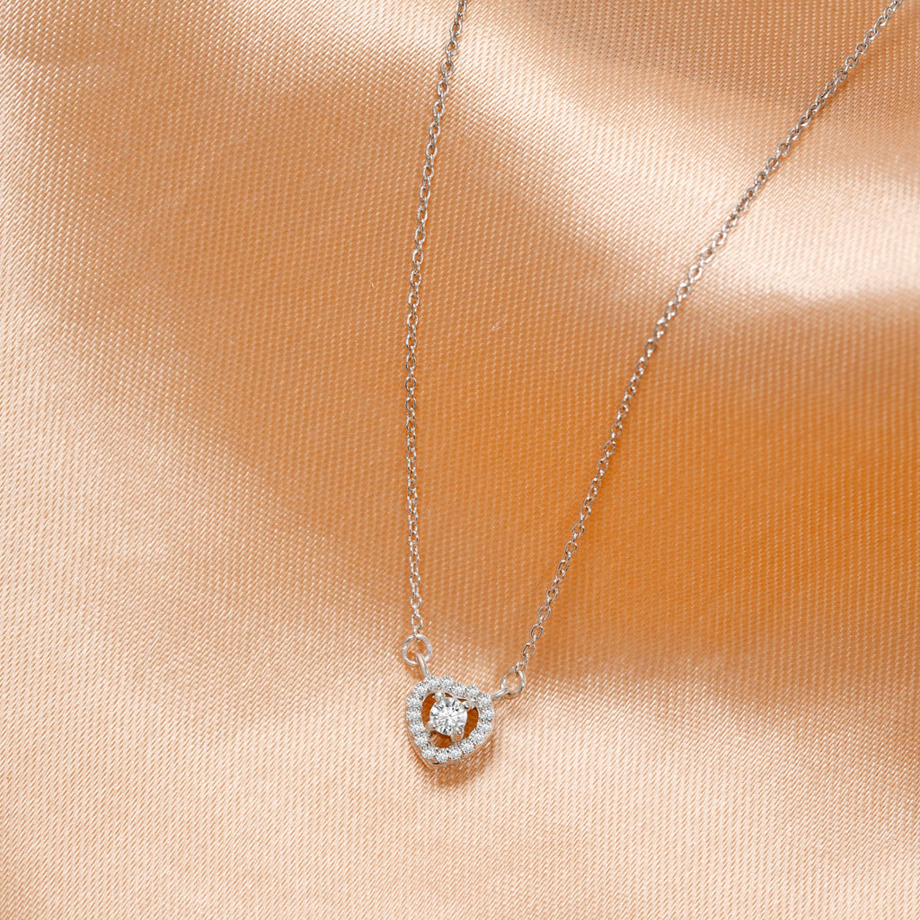 ISEHRA Dancing Heart Sterling Silver Pendant Necklace for Women
