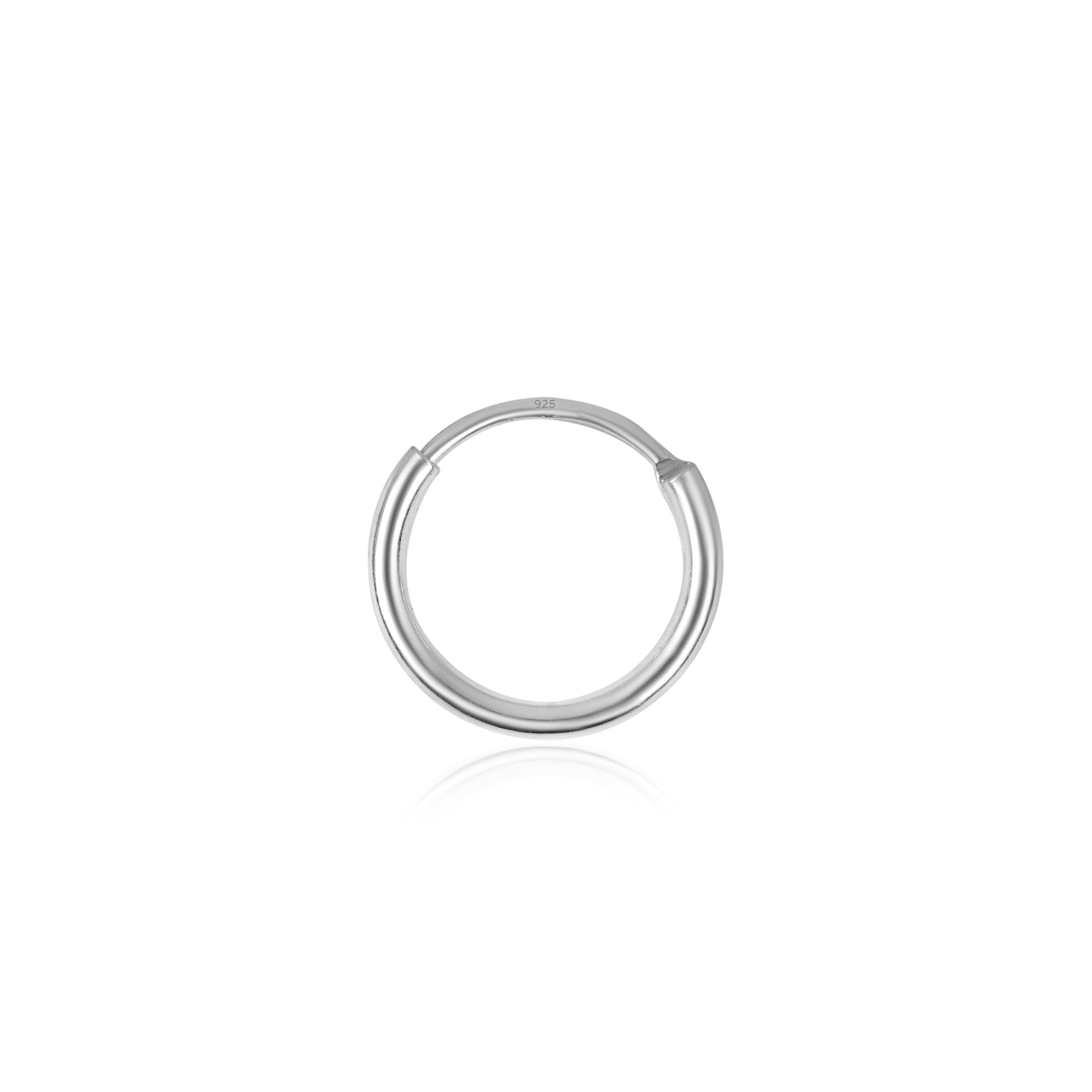 925 Sterling Silver Plain Bali Hoop Earrings for Men