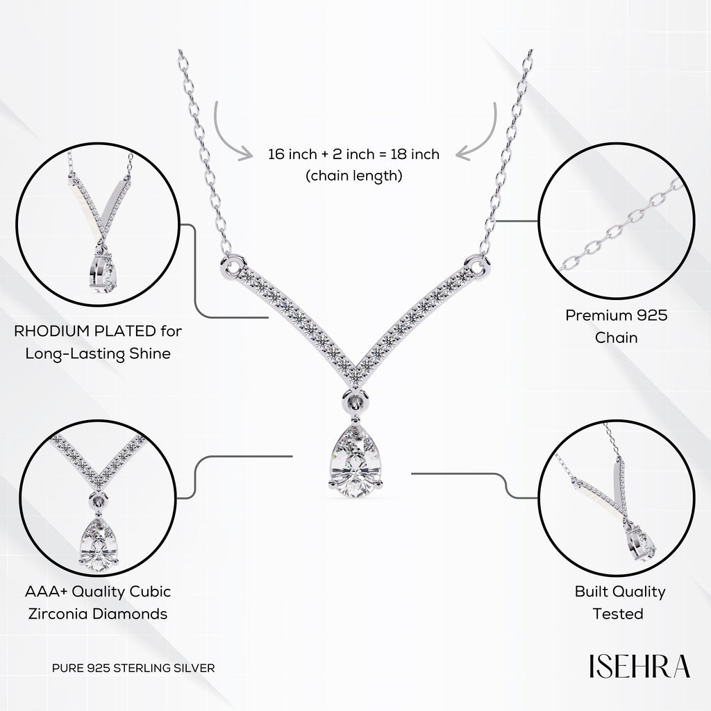 Divine Drop 925 Sterling Silver Pendant Necklace for Women