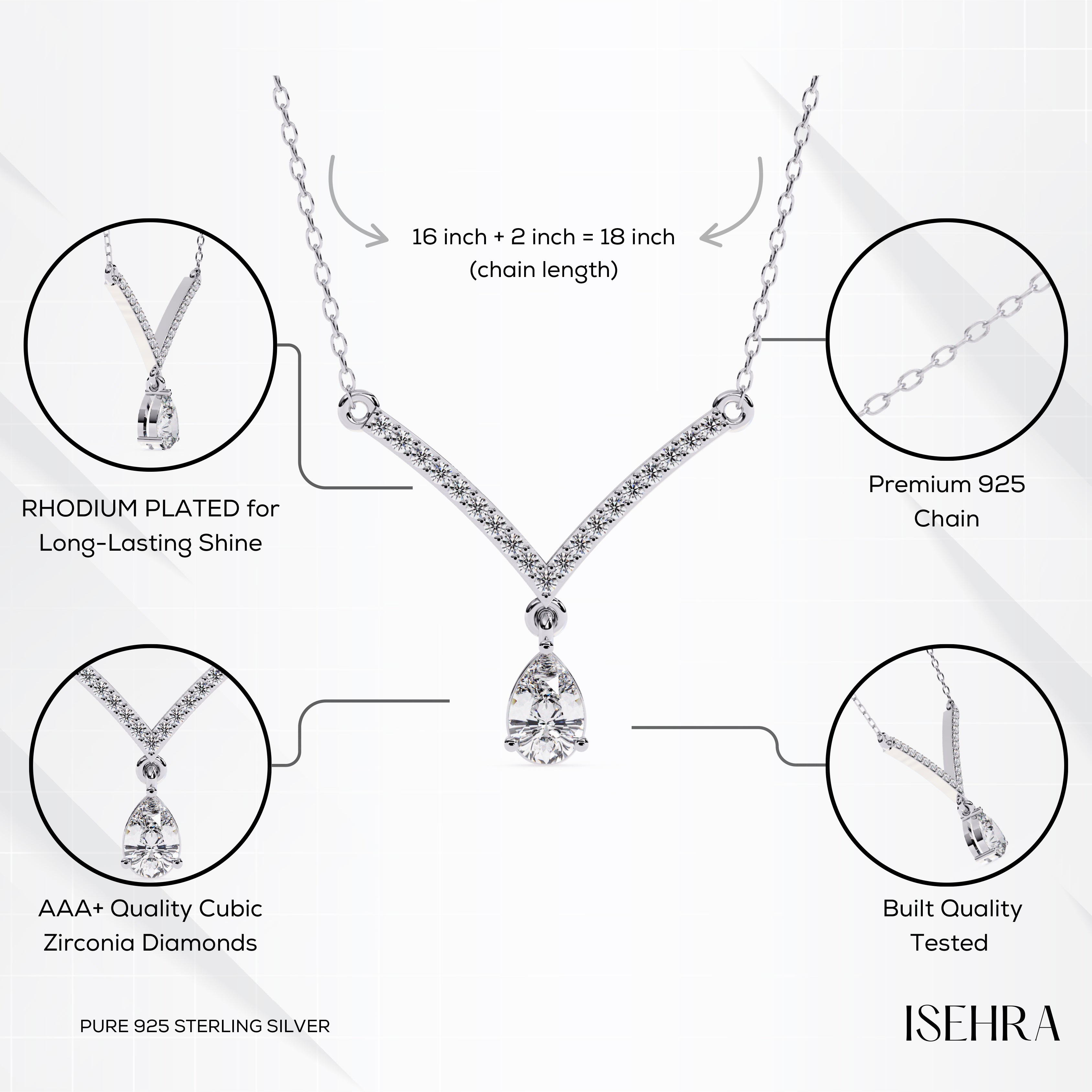 Divine Drop 925 Sterling Silver Pendant Necklace for Women